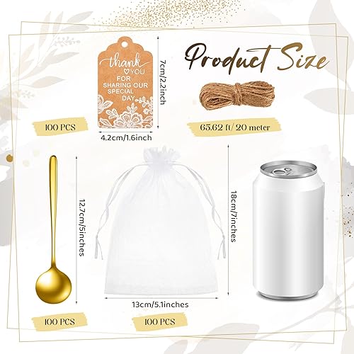 Miniatura 3 de Gueevin Juego de 100 cucharas de té de boda de 4.7 pulgadas para invitados, mini cucharadita de postre de acero inoxidable con 100 etiquetas de