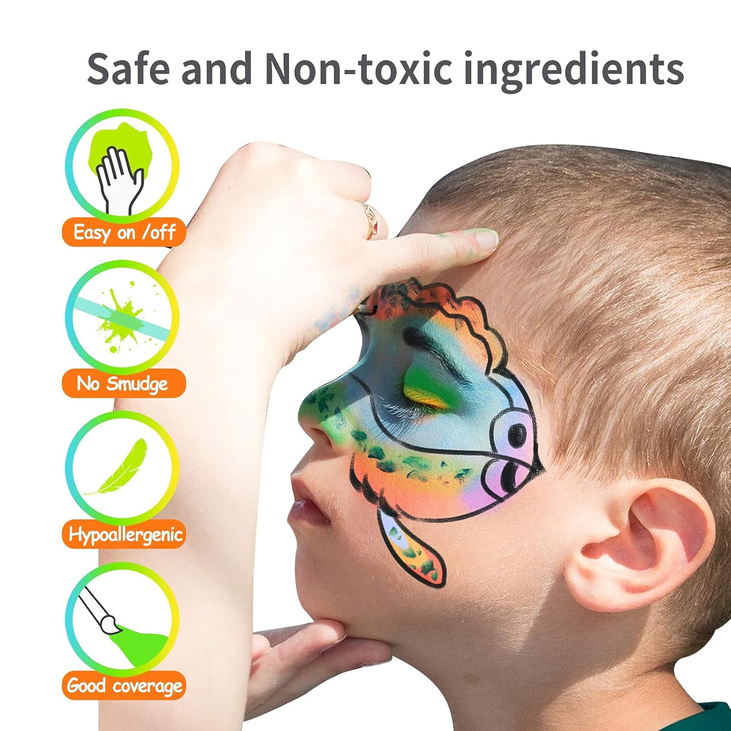 16x10 gm Face Paint Professional Face Painting Kit for Adults with Stencils, Water Based Facepaint One Stroke Split Cake Palette Rainbow Body Paint Party Halloween Makeup Set - Image 5