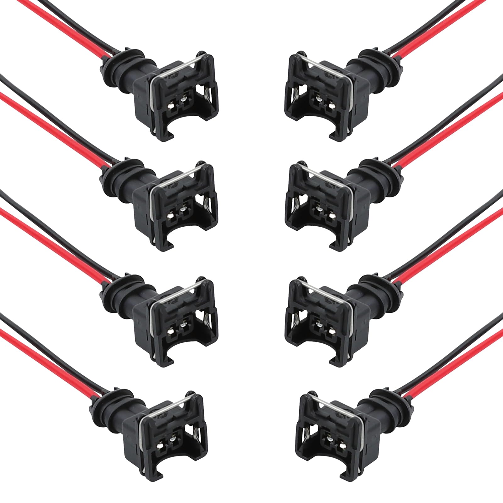 Hovom 8PCS Car Fuel Injector Connector, Injector Socket with Extended Pigtail Wiring Harness, Waterproof Shell & Copper Core Plug, EV1 OBD1 Plug Car Accessories Fits Most Vehicles (8 PCS)
