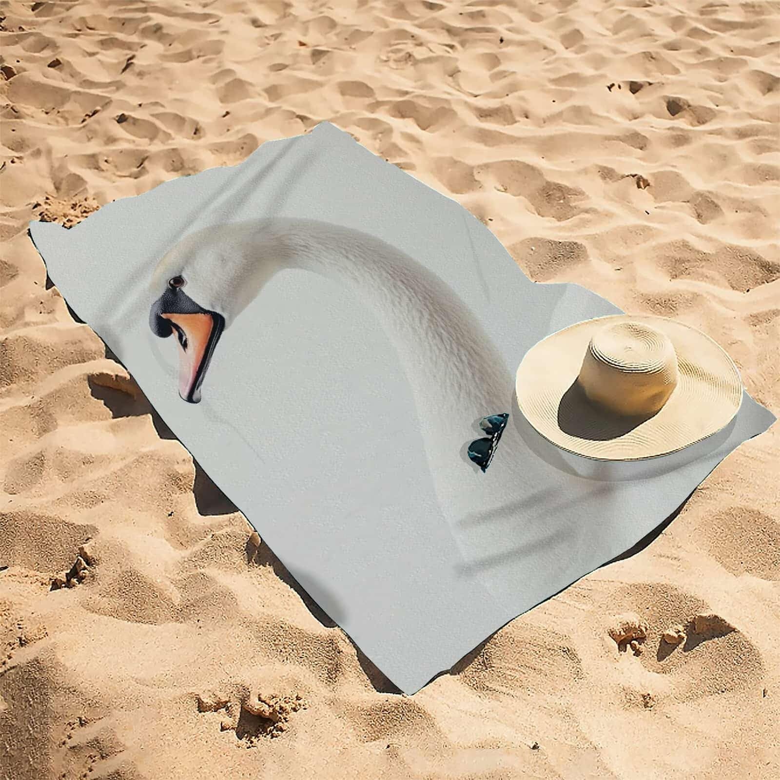 Ręcznik plażowy dla dorosłych łabędź zakrzywiony dekolt duży ręcznik plażowy z mikrofibry do podróży, pływania, biwakowania, miękki, szybkoschnący, wolny od piasku, chłonny, ręcznik na