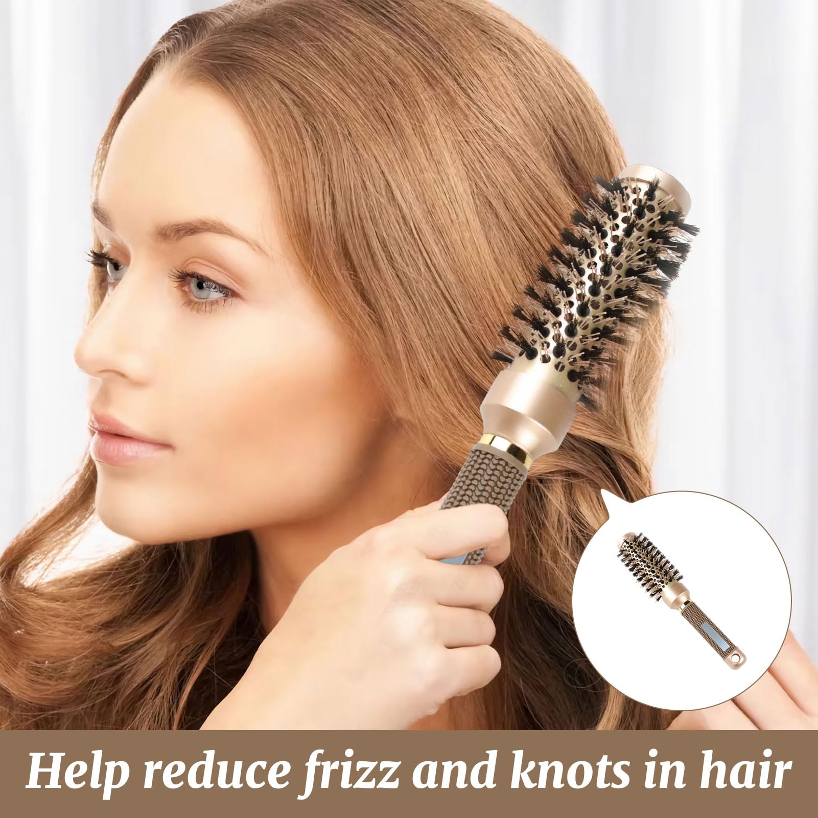 Round Hair Brush Blow Drying Brush,1 PCS Nano Thermal Ceramic & Ionic Tech Round Brush with Boar Bristles for Hair Drying,Curling & Straightening - Image 4