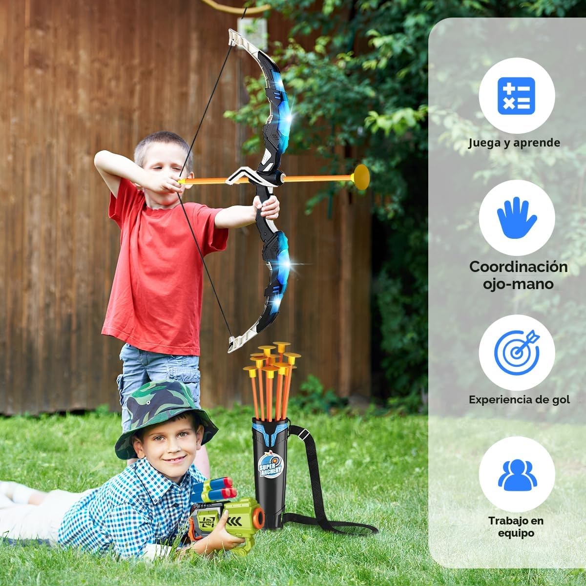 VATOS Juego LED Arco Luminoso Objetivo Ventosa Tiburón 73 cm para Niños 5-12 Años Interior Exterior