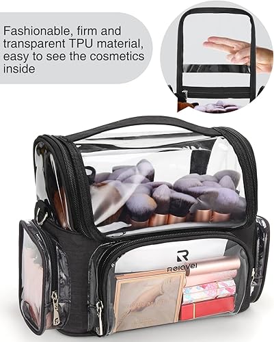 Miniatura 2 de NAONAYA Estuche para brochas de maquillaje, soporte grande para brochas de maquillaje profesional, estuche de viaje transparente impermeable para