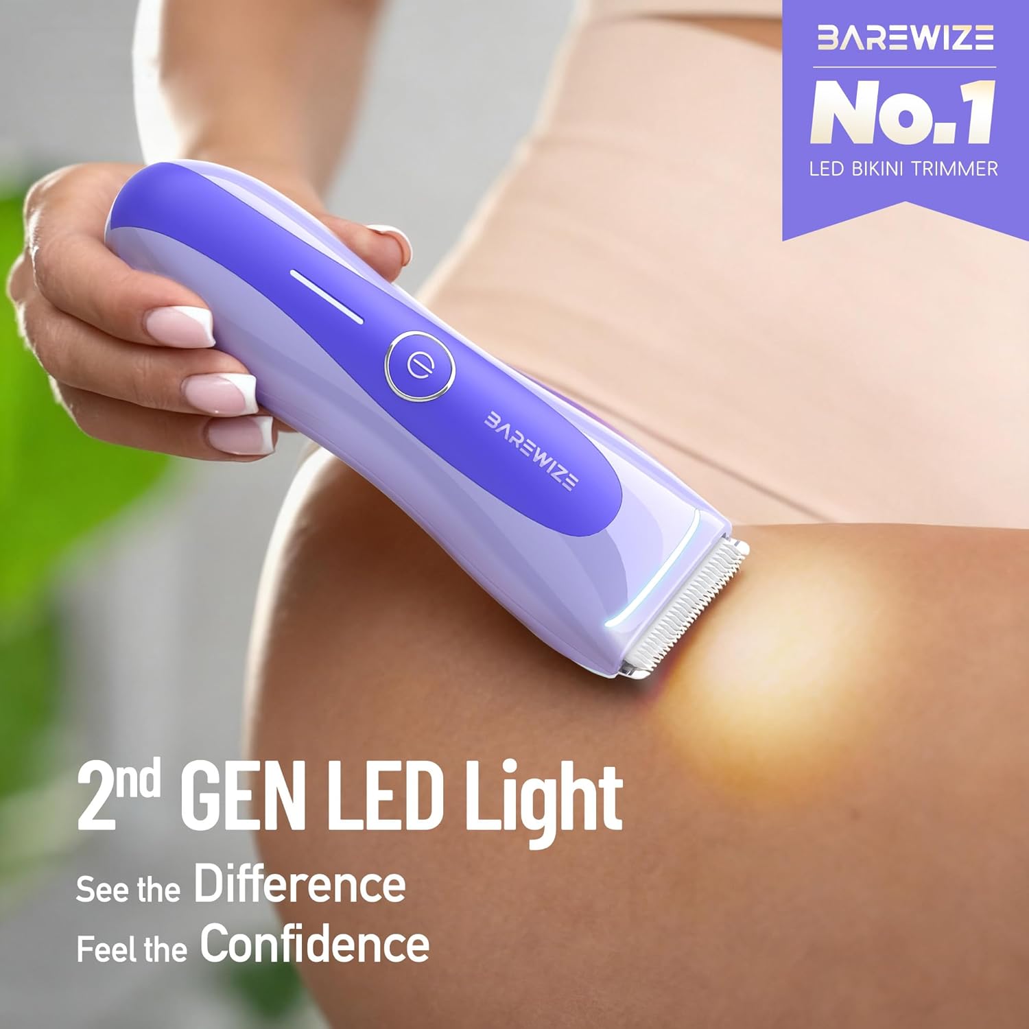 Bikini Trimmer for Women, Electric Shaver for Women | LED Light, IPX7 Waterproof, USB-C Rechargeable, Ceramic Blade | Electric Razors for Women, Pubic Hair Trimmer Women (Violet Haze) - Image 3