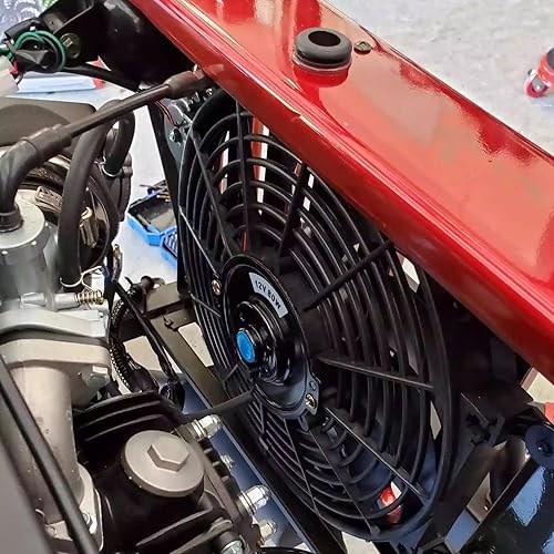 Vista 5 de BLACKHORSE-RACING Ventiladores de refrigeración de radiador eléctrico universal de 12 pulgadas + relé de termostato y kit de montaje