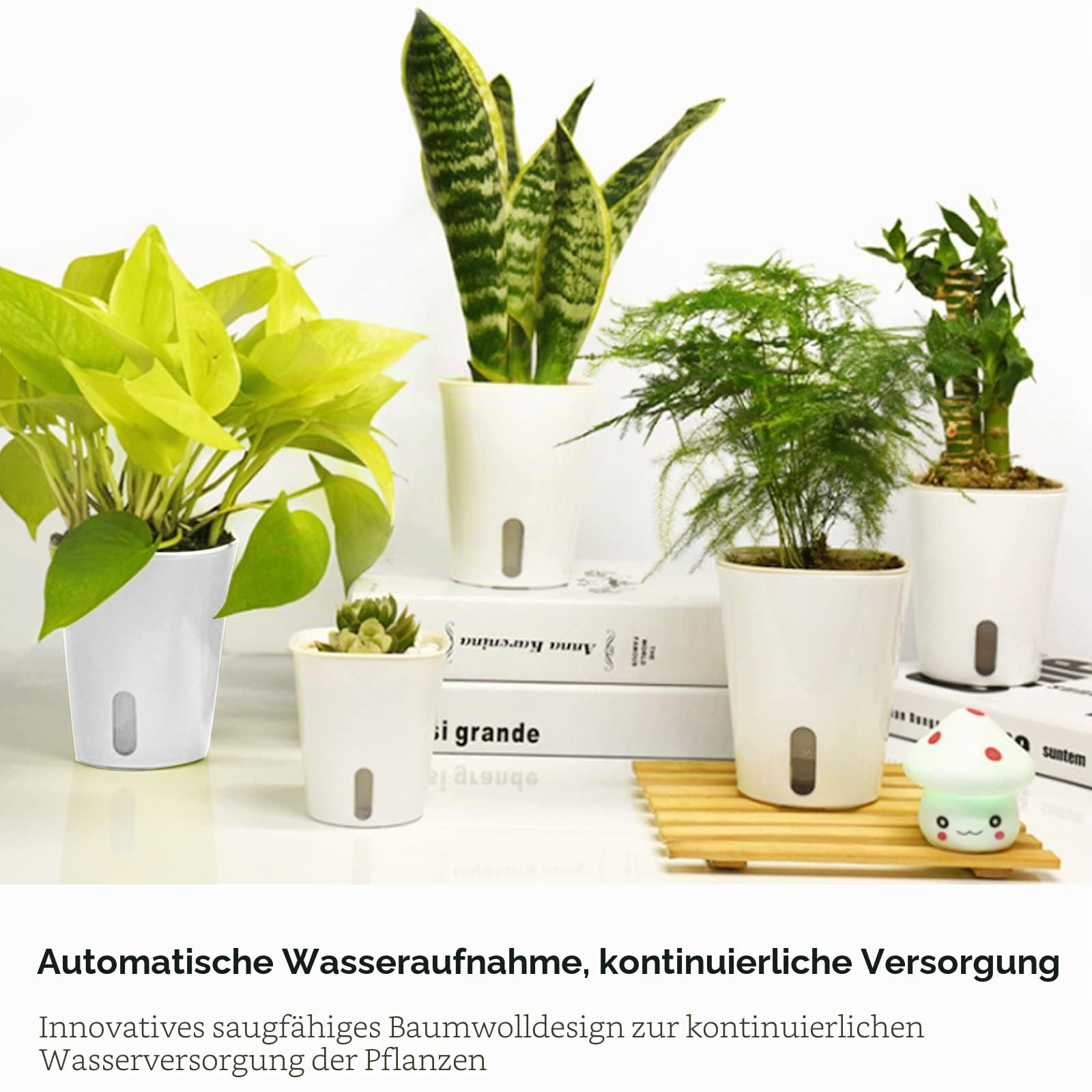 10er Set Selbstwässernder Blumentopf, Selbstbewässerung Topf mit Wasserstandsanzeiger, Bewässerungstopf, Kräutertopf, Bewässerungssystem für Innen- und Außenbereich (12.5cm)