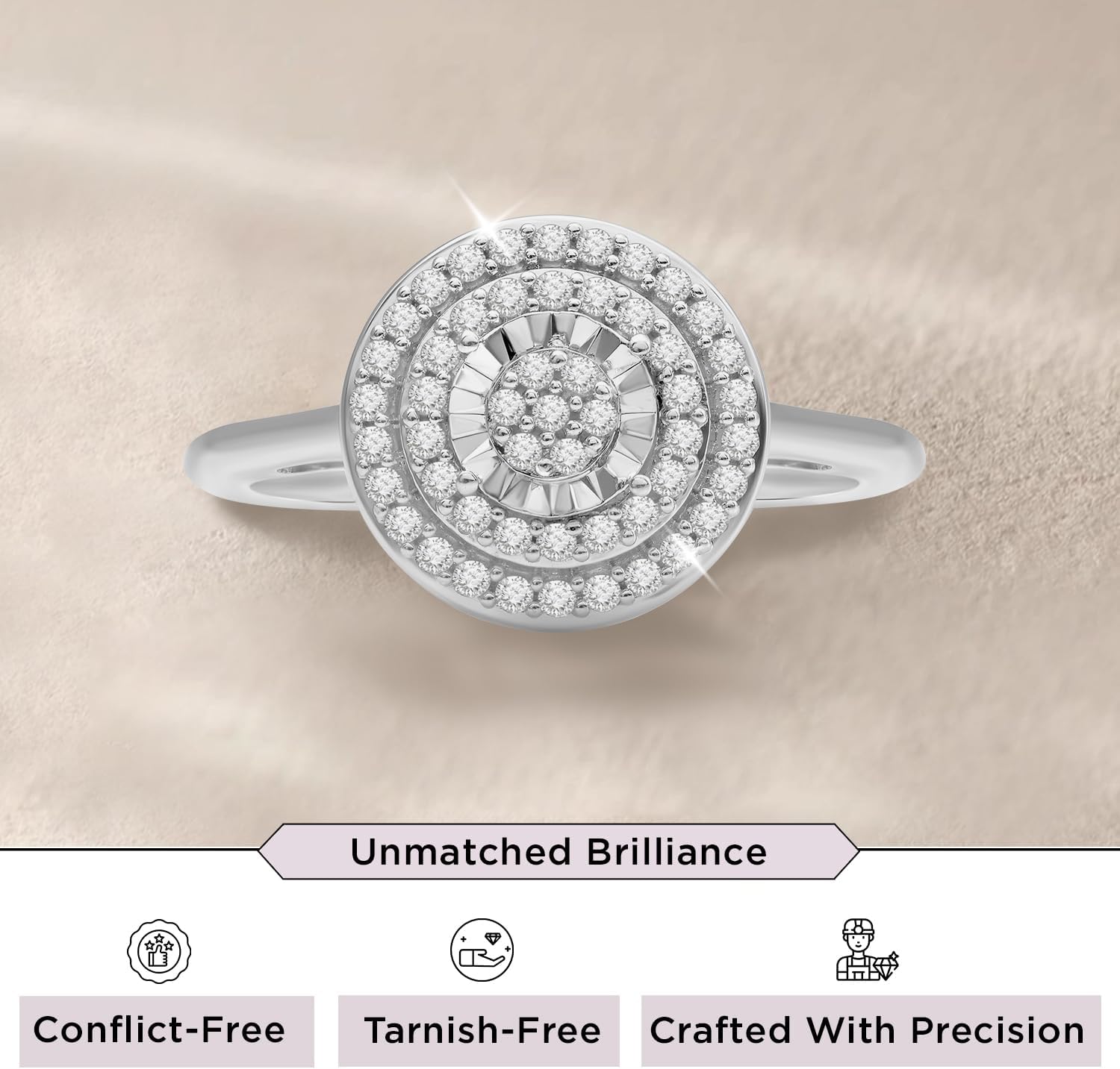 Jewelili Sterling Silver Double Halo Round and Heart Engagement Ring for Women | 1/4 CTTW Natural White Round Diamonds | Luxury Jewelry Gift for Her | Gift Box Included