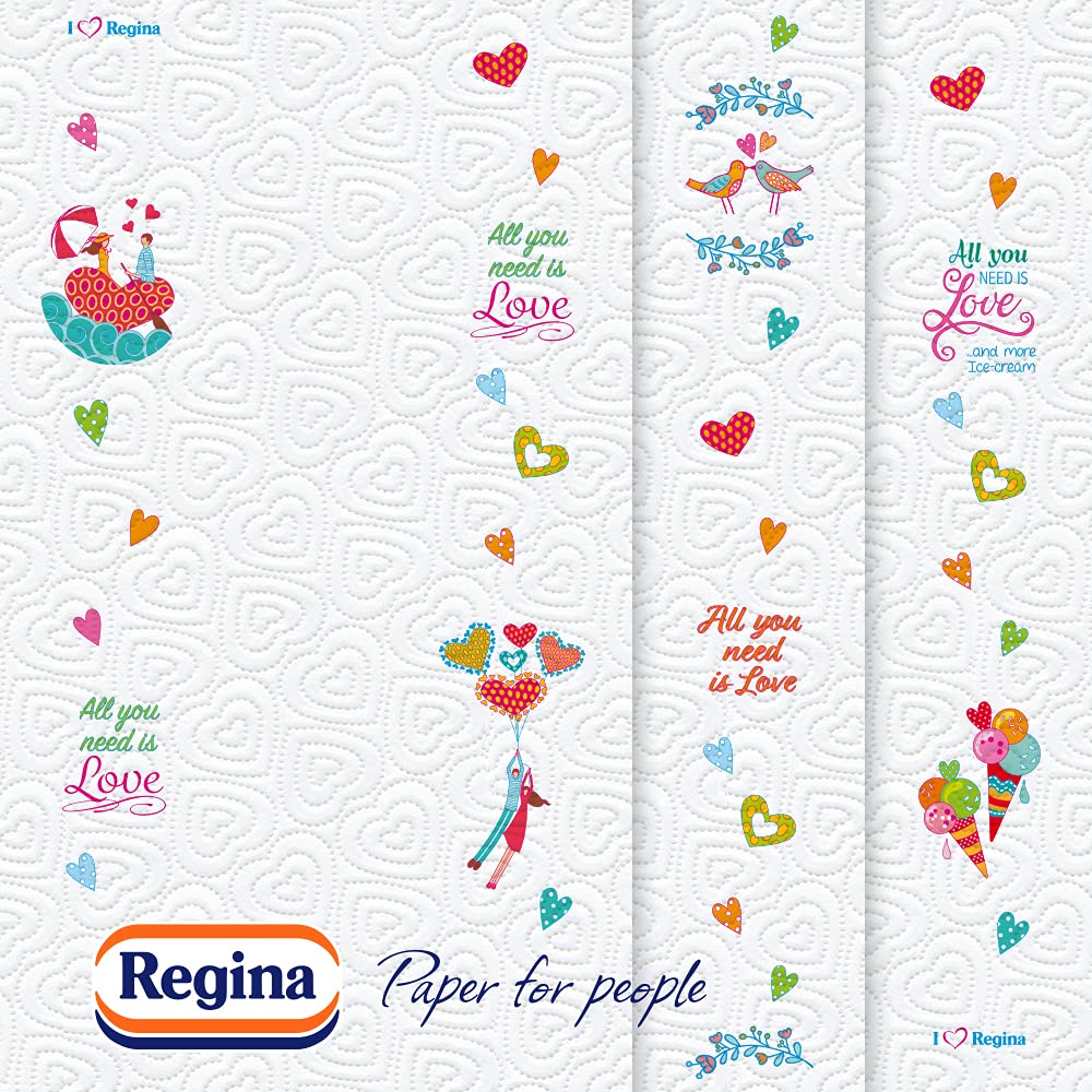 Regina Di Cuori Carta Cucina 24 Rotoli 85 Fogli 3 Strati Massima Assorbenza 65 g
