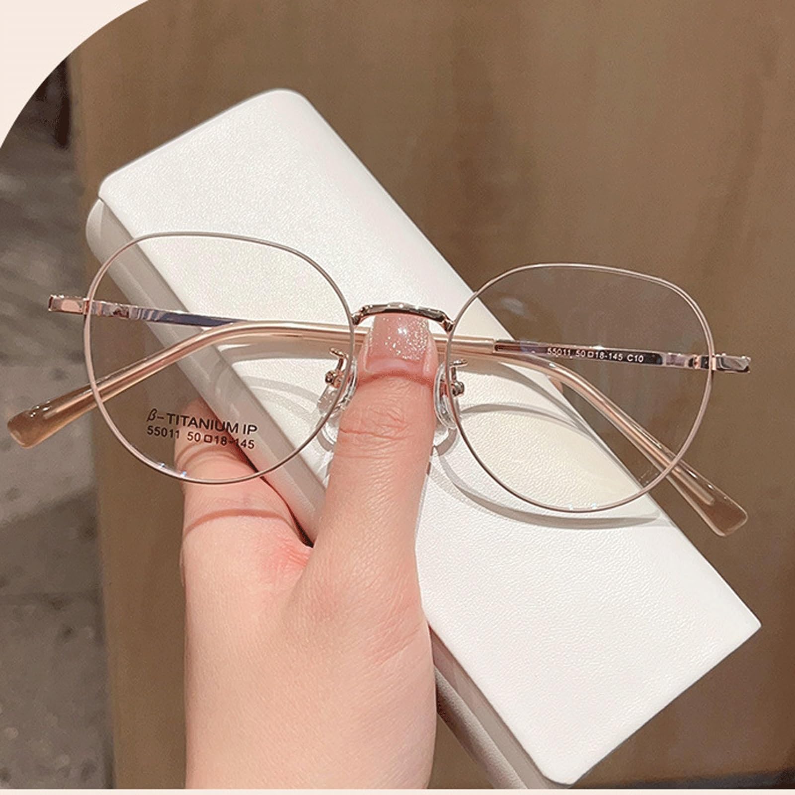 Monturas de Gafas de Metal, Gafas poligonales for Ordenador, Gafas sin Receta con Bloqueo de Metal, con Almohadillas for la Nariz, Ajuste cómodo(Gold)