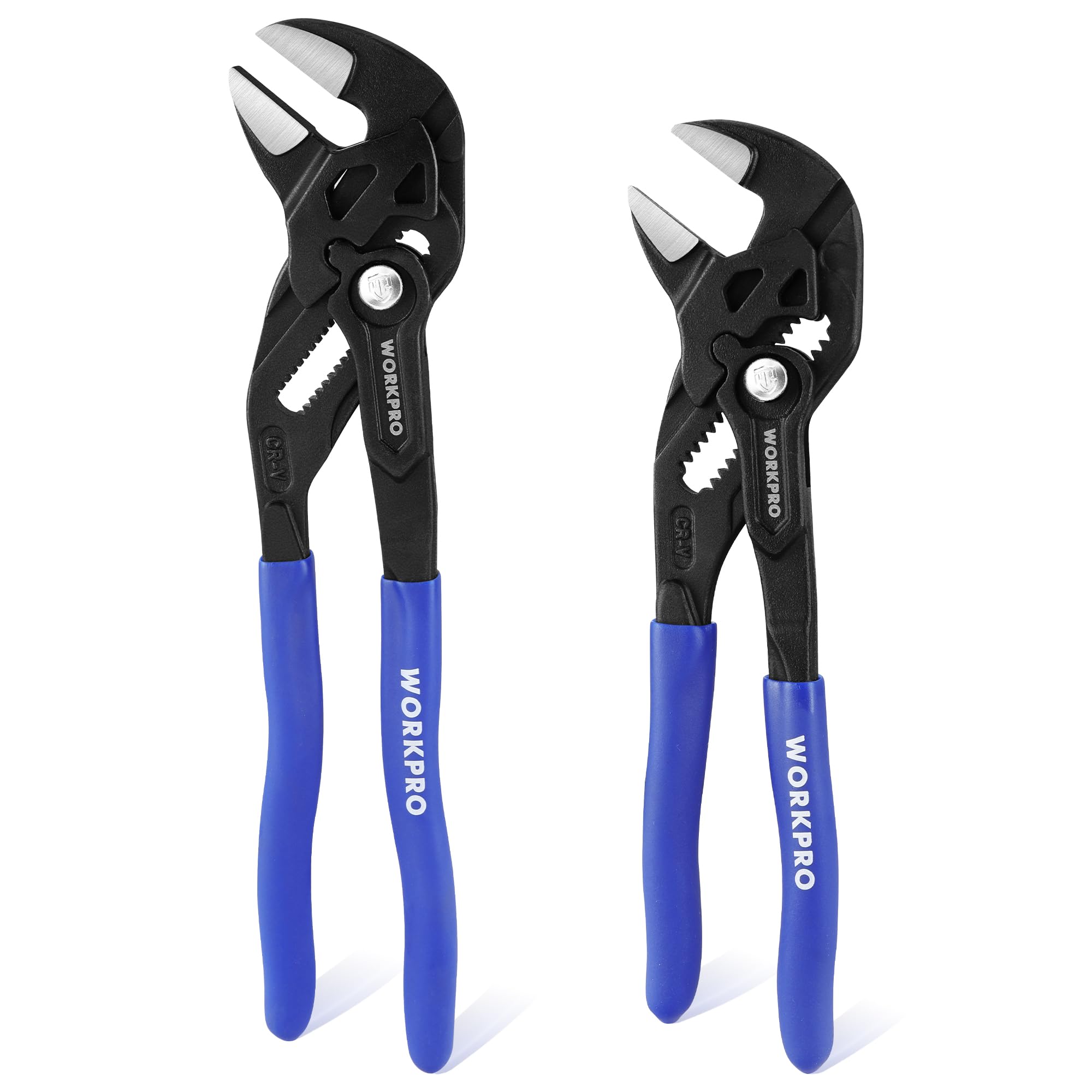 WORKPRO 2 Piece Wrench Pliers, 180 mm/255 mm, Cr-V Pliers Set, Adjustable Wrench, Self-adjusting Jaw Pliers, Maximum Jaw Opening 40 mm/50 mm