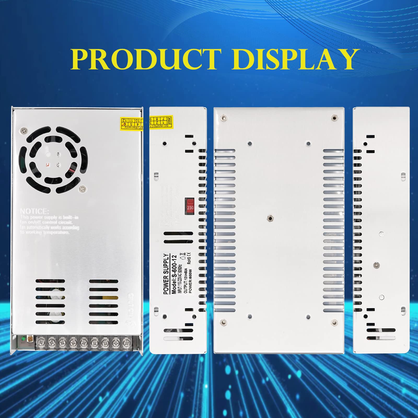 Zasilacz impulsowy DC 12 V, 50 A, 600 W, zasilacz sieciowy, transformator, przełącznik do oświetlenia taśm LED, zasilacz impulsowy, kamera CCTV, system bezpieczeństwa, radio, drukarka 3D,