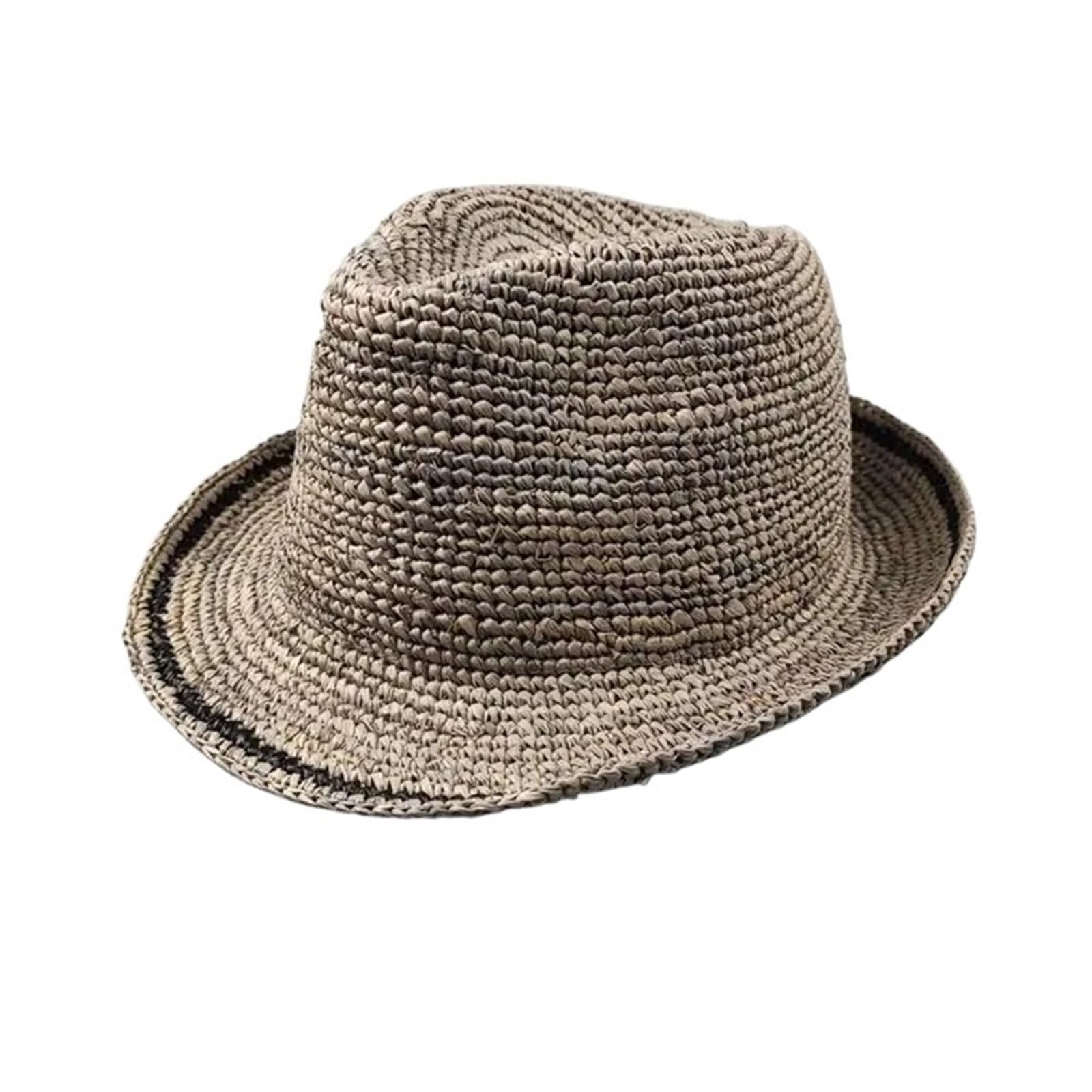 Fasksh Sombrero de paja Panamán de cabeza grande con sombrero de paja plegable tejido de talla grande para hombre, parte superior de jazz, protección solar, sombrero de sombra para mujer