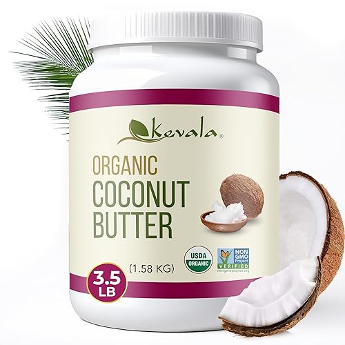 Kevala Mantequilla de coco orgánica: untable multifuncional para usos de cocina y belleza, producto de un solo ingrediente sin aditivos, fuente de