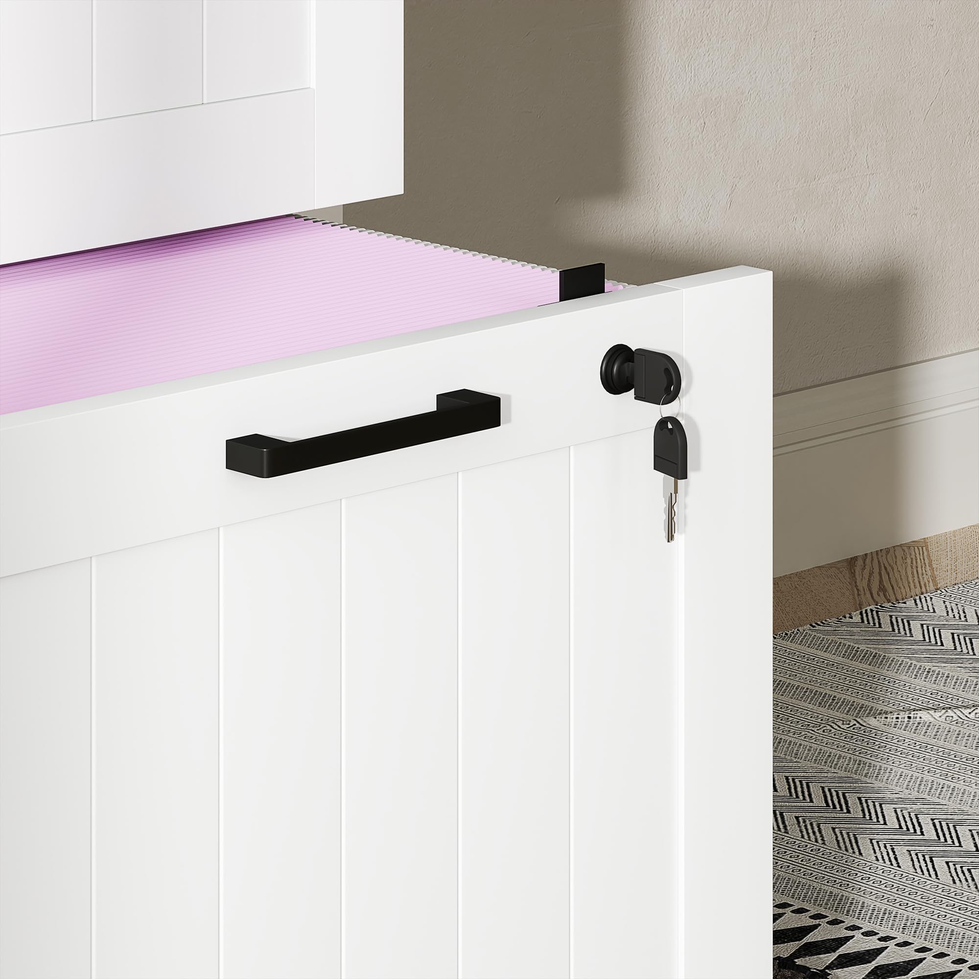 HOMCOM Cassettiera da scrivania con 3 cassetti e serrature, mobile per ufficio con barre di sospensione regolabili per documenti, cassettiera compatta per ufficio o camera da letto, 40x40x101 cm