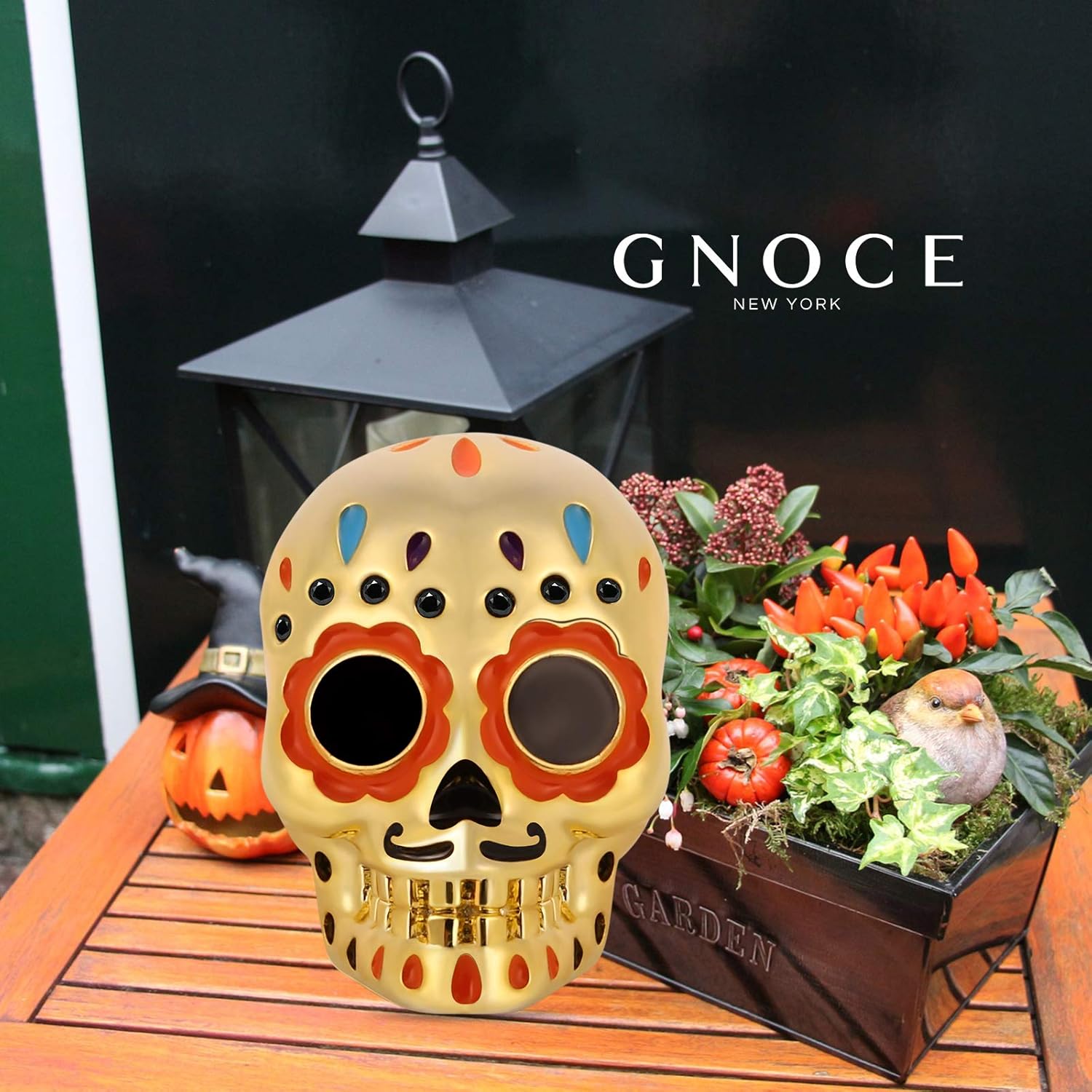 GNOCE Sugar Skull Charm Bead With Bracelet, S925 Sterling Silver 18k Gold Palted Charm Fit Bracelet/Necklace Charm for Women Girls Wife Daughter