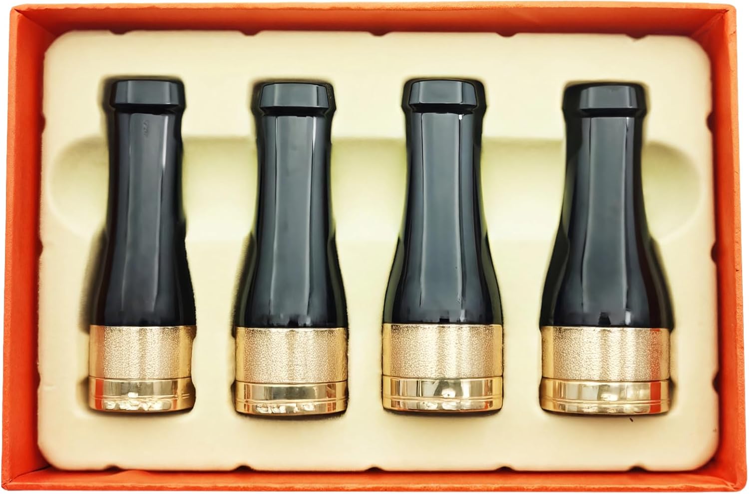 4 Pcs Cigar Filter Tips Set, Washable and Reusable Cigar Mouthpiece, Black and Gold, Multiple Sizes for Men