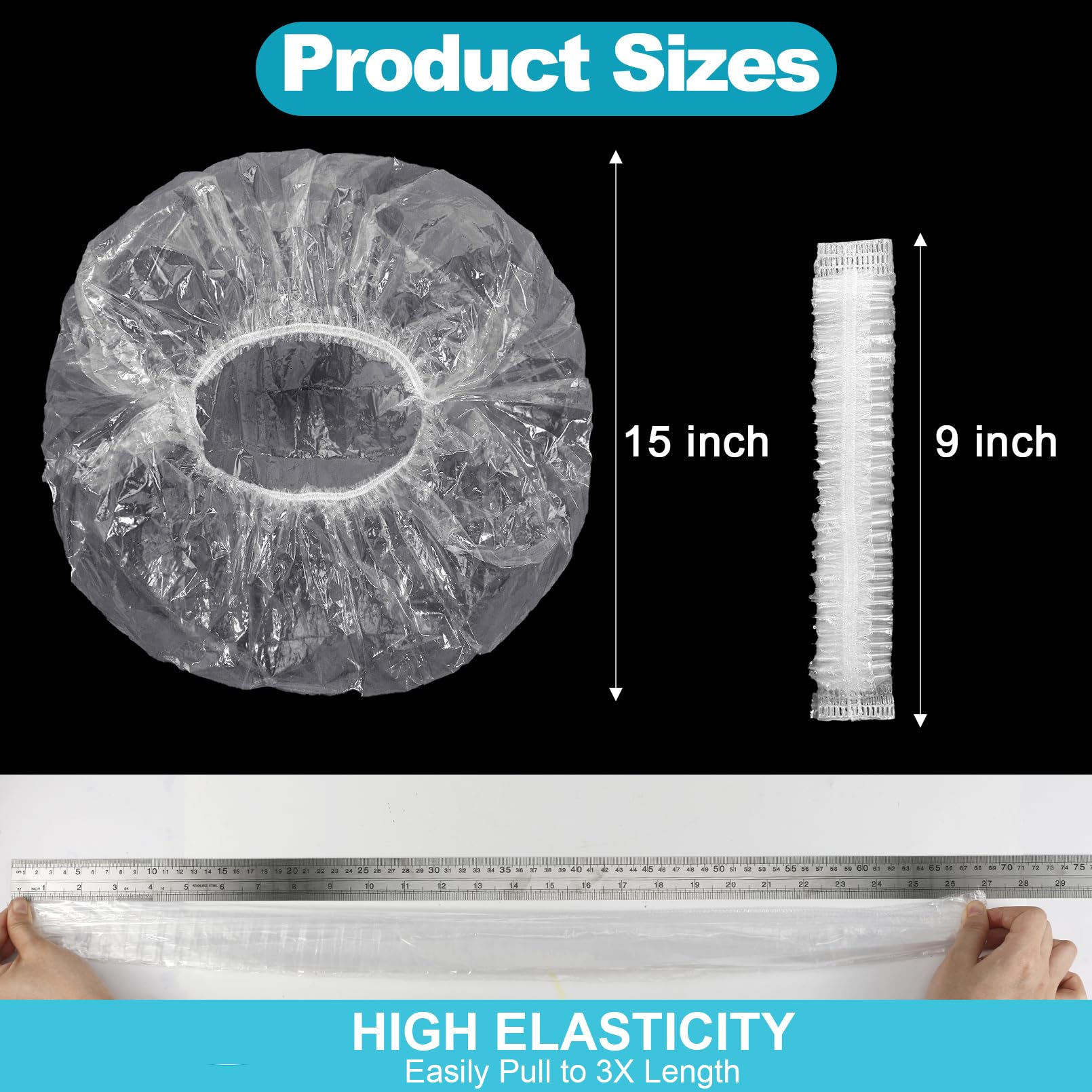 Dyrfolm 50 PCS Disposable Shower Caps - Extra Large, Waterproof Elastic, Thick Hair Caps For Bath & Spa