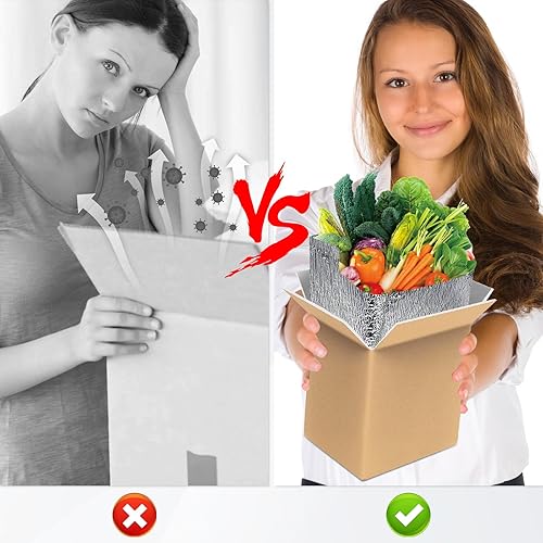 Miniatura 7 de Paquete de 2 cajas de envío Thermo Chill con doble aislamiento con forro de bolsa aislante de papel de aluminio, 8 x 4 x 5 pulgadas, reutilizable,