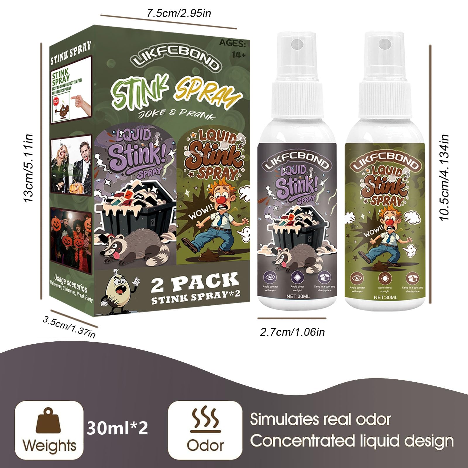 Prank Spray Extra Strong 60ml, Stinky Spray Weird Stuff, Super Potent Gag Spray, Funny Prank Gift for Party, Office Joke, Bus, Elevator (30ml*2)