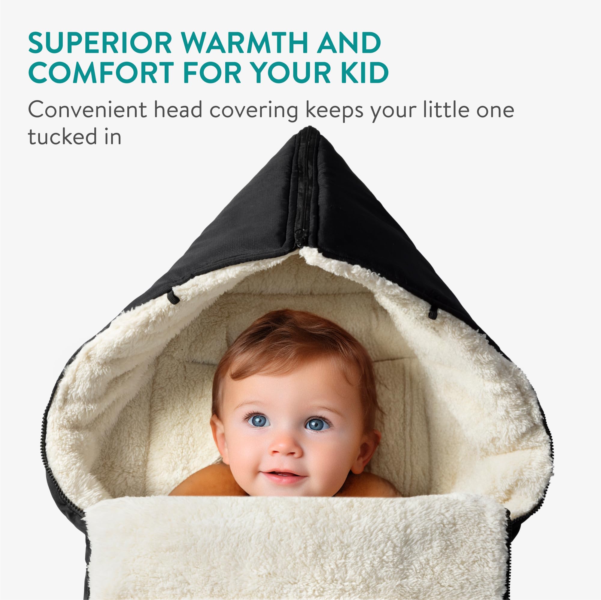Navaris Chancelière pour bébé XL - Nid d'ange bebe enfant extra large 1 à 4 ans en coton et polaire - Couverture poussette bebe 112 x 45 x 7cm avec sac transport