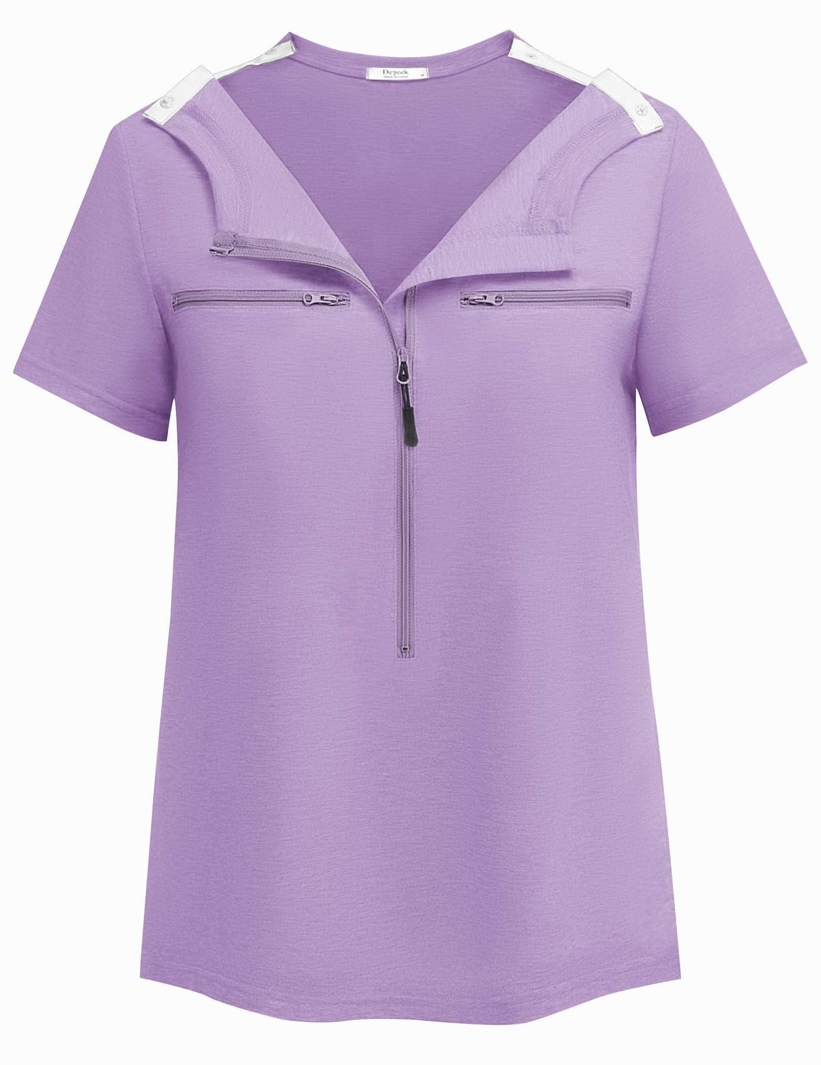 Deyeek Chemo Shirts for Port Access Women 2 Side Snap Short Sleeve Shoulder Surgery Rotator Cuff Dialysis Recovery Shirts