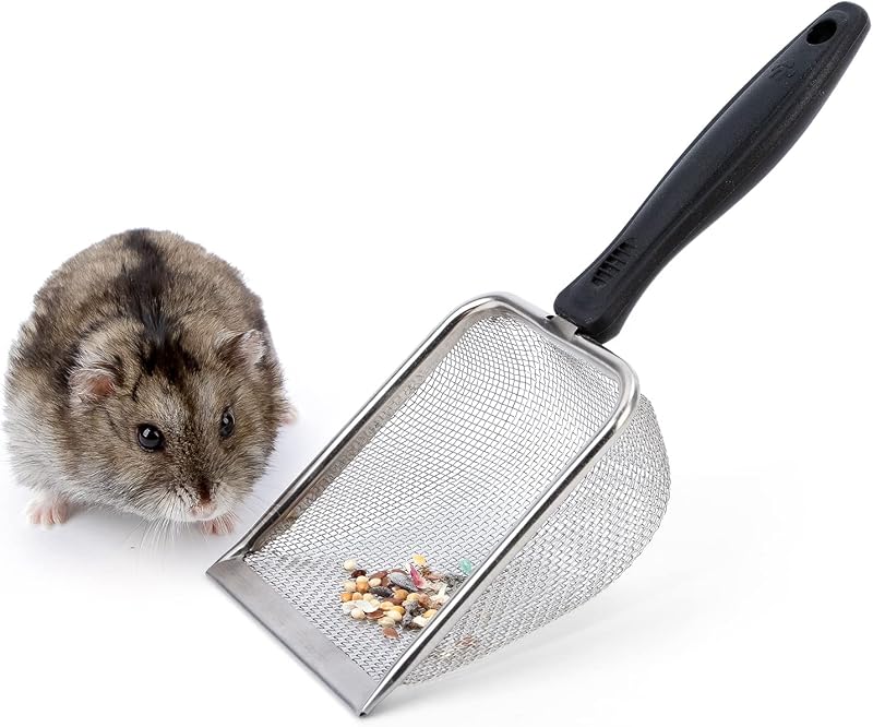 Hamster Sand Bath Scoop: Can Removes Clump Waste Keeps Clean Sand | Built to Last for Deeper Hygienic Clean - Stainless Steel Fine Mesh Sand Sifter for Niteangel Sandbath & Fine Sand
