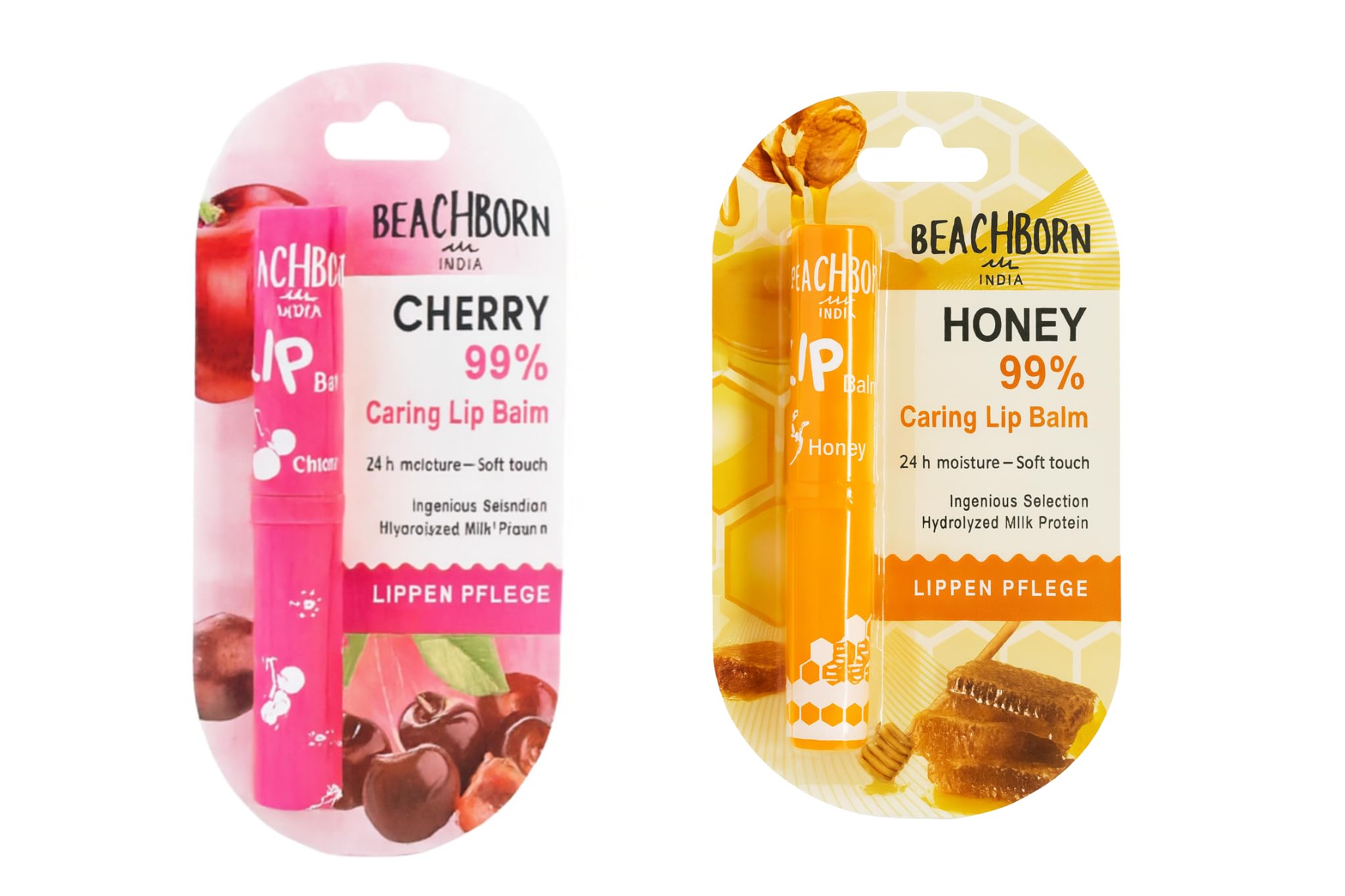 Natural Lip Care Set, Cherry and Honey Flavored Lip Balm, 24Hr Moisture Formula with Hydrolyzed Milk Protein, 99% Caring Formula, (Pack of 2)-image-9