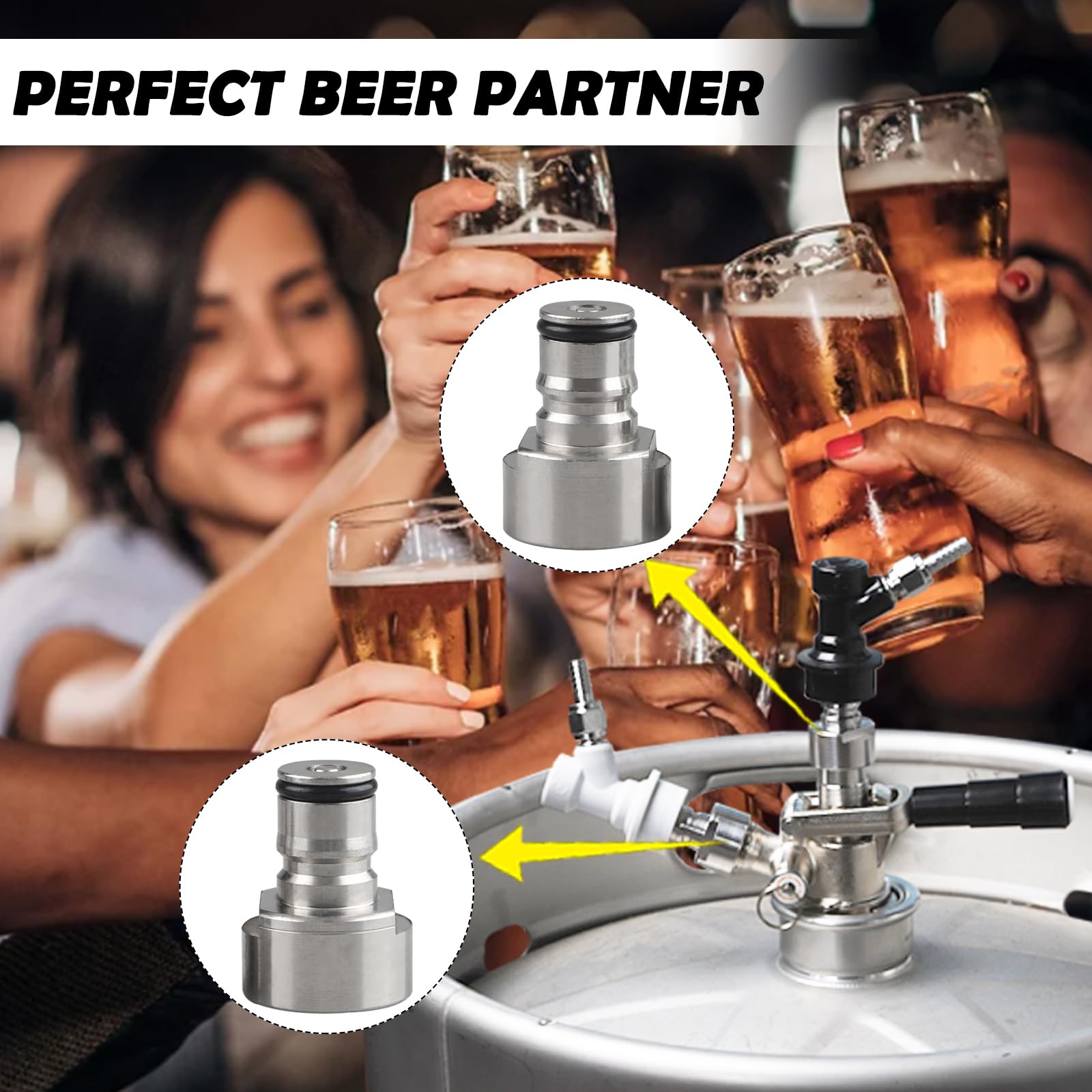 LUCKEG Adaptador de acoplador de Barril de Bloqueo de Bola, Acero Inoxidable, Plata