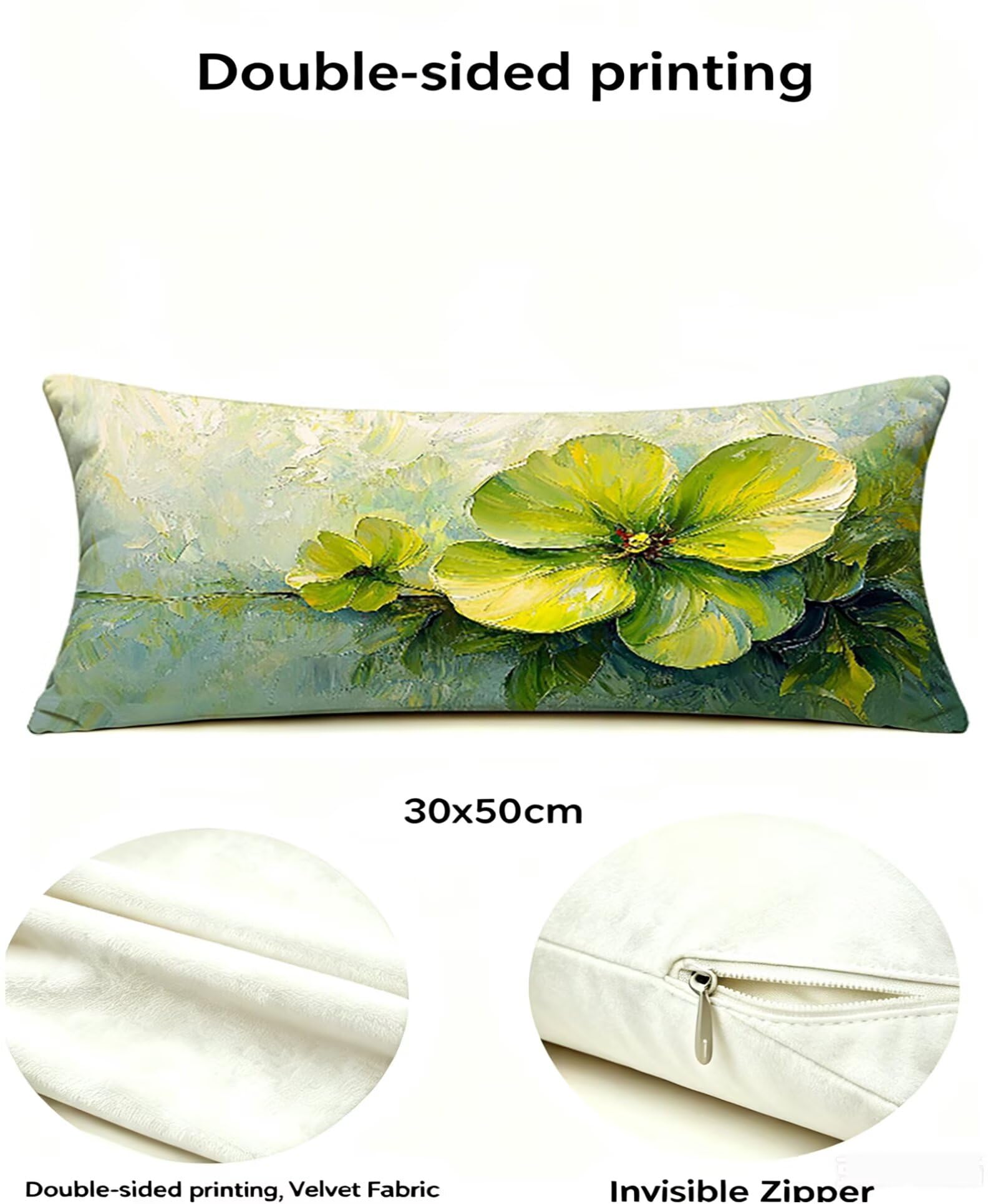 GrüN Kissenbezug 70x90 VierbläTtriges Kleeblatt Kopfkissenbezug 2er Set ,Wohnaccessoires & Deko ,Weich und Atmungsaktiv Samt Stoff mit Verstecktem Reißverschluss für Bett Sofa Kissen Dekokissen-86253