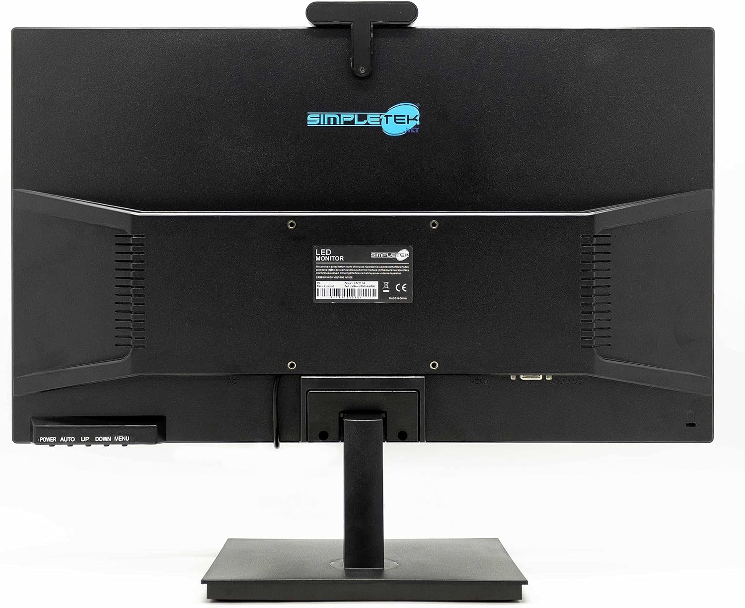 SIMPLETEK - Monitor con Webcam Integrata | Display Full HD 22" TN LCD | HDMI VGA | VESA 100x100mm | Retroilluminazione WLED