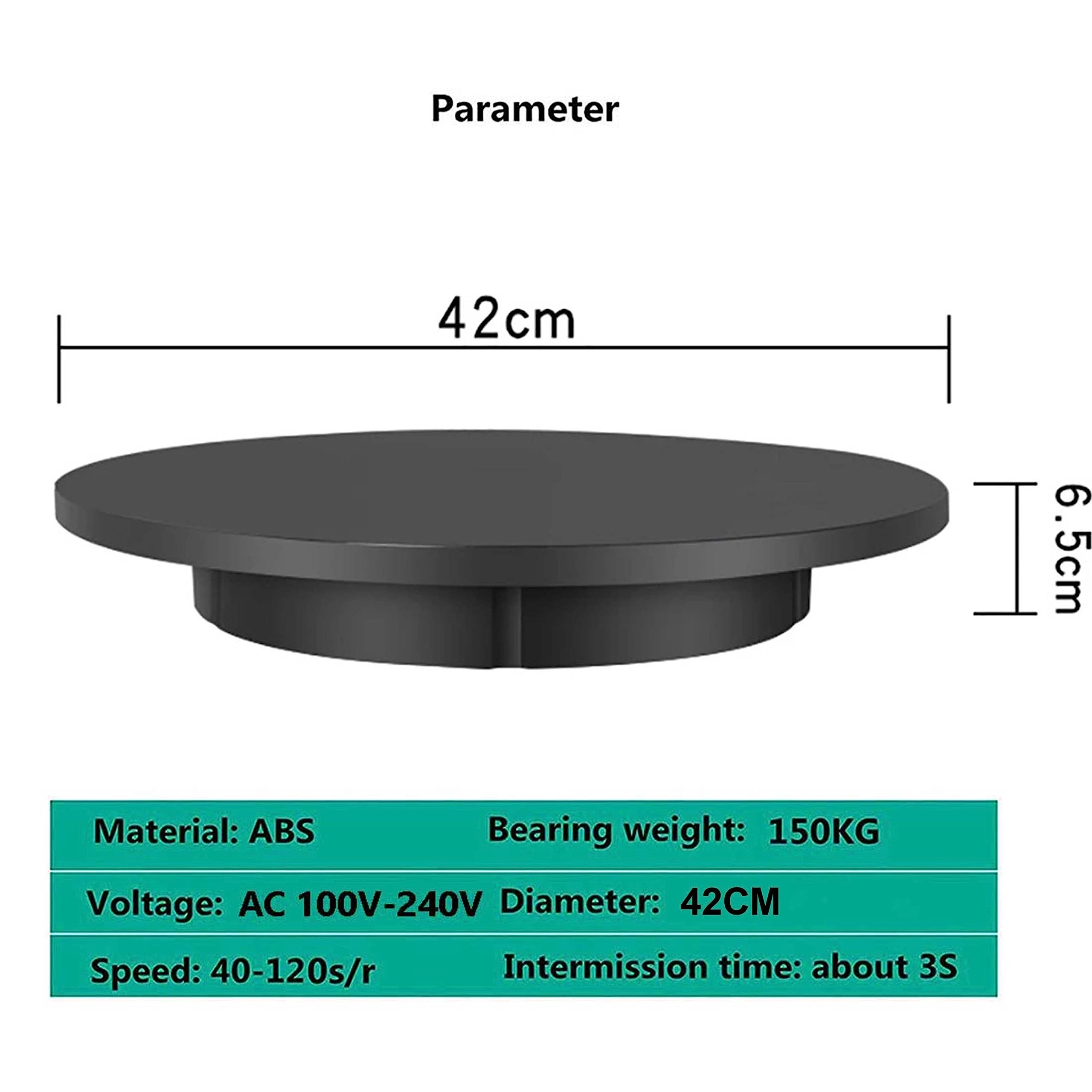 Drehteller Elektrisch,360 Grad Professioneller Drehscheibe Elektrisch Für Fotografie,60cm/42cm mit Fernbedienung für Produktfotografie,Schmuck Display,Shop Ausstellungsstand,Black-42CM