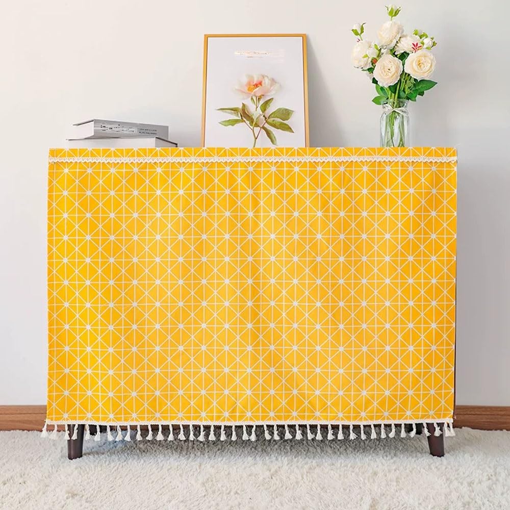 Tenda regolabile sotto il lavello per mobili da cucina, design con gancio e anello, misto cotone per privacy e organizzazione