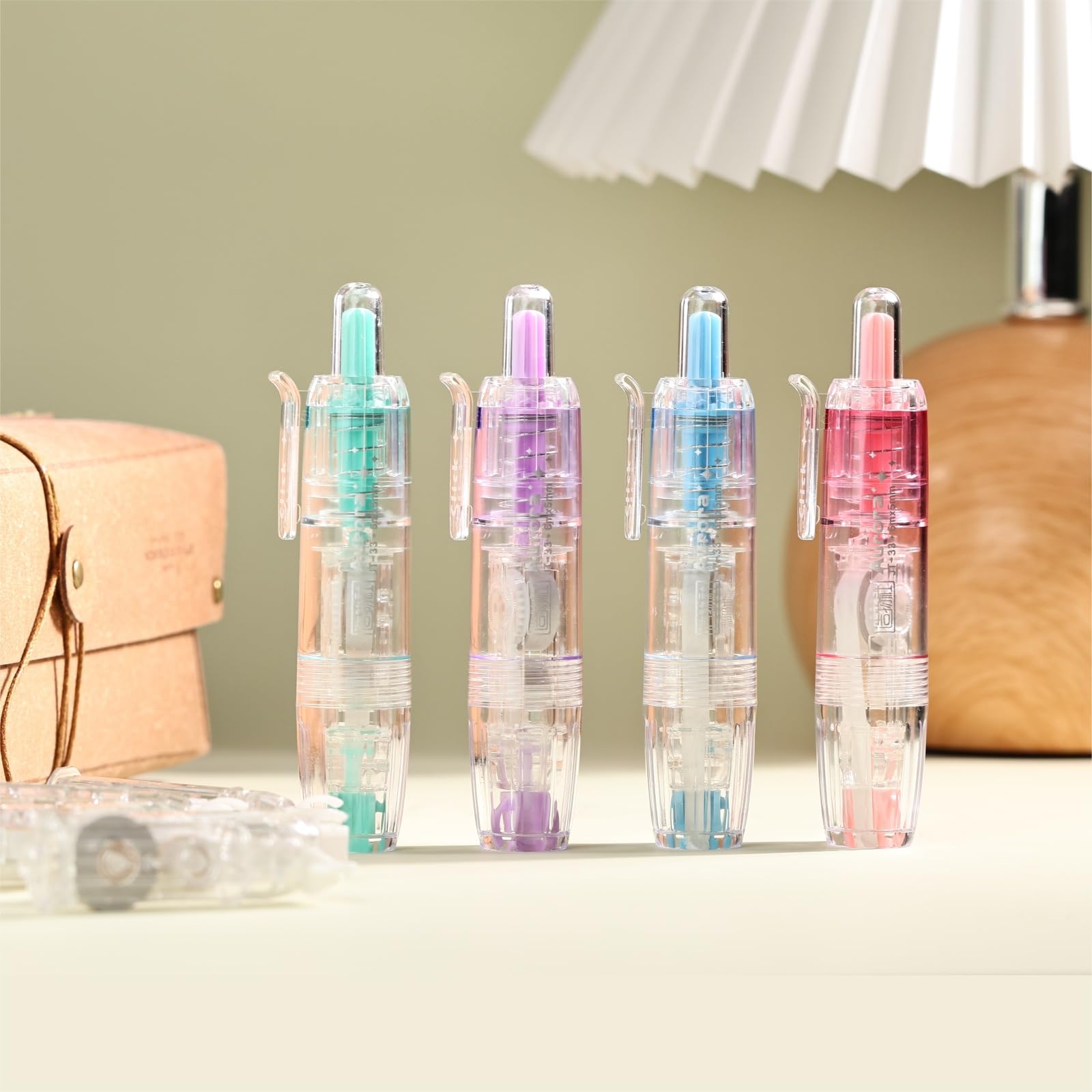 Nastro correttore retrattile bianco, ricaricabile, 2 nastri a strappo ad asciugatura rapida con 6 ricariche extra, nastro correttore estetico a forma di penna per forniture scolastiche e