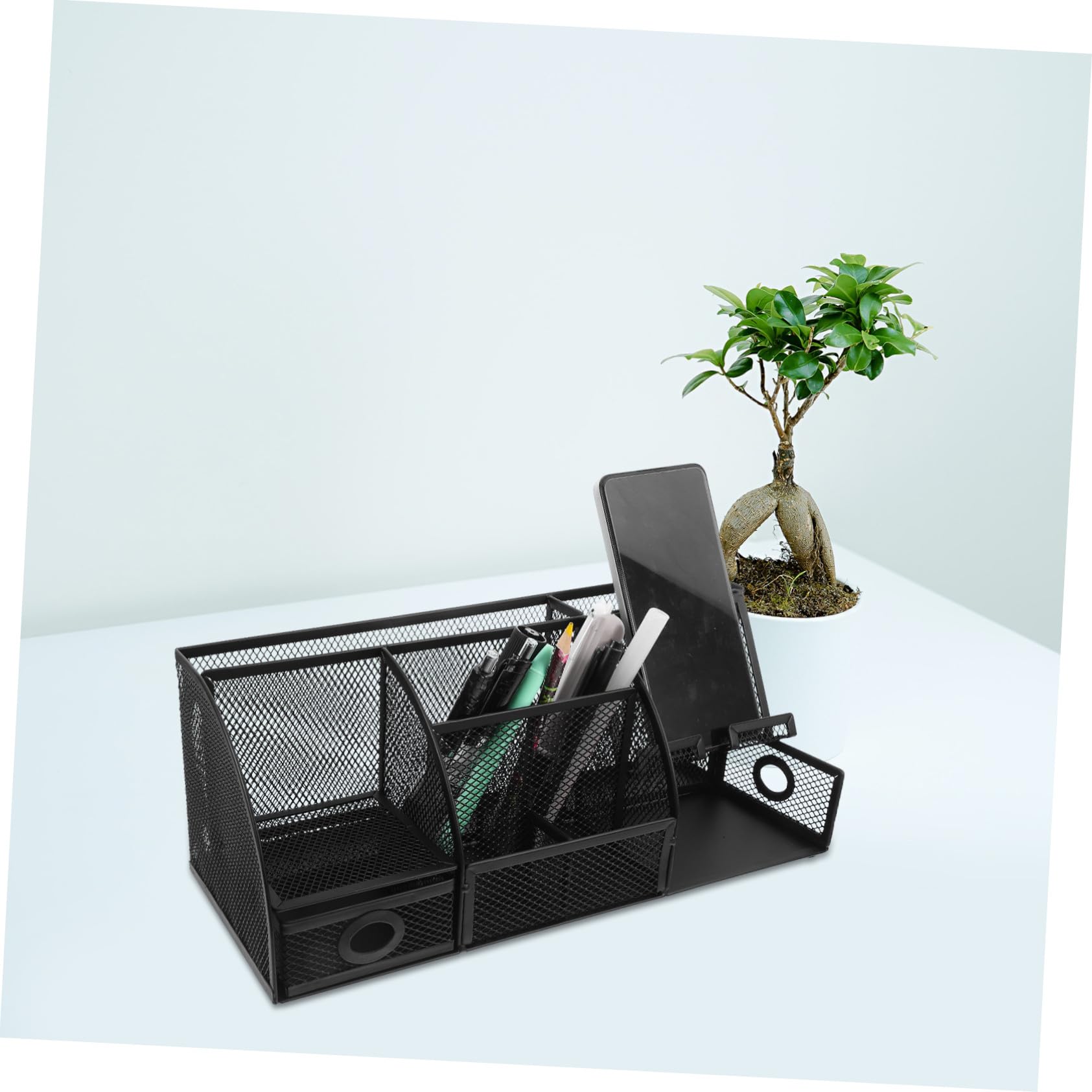 GALPADA Eisen Stiftehalter Schwarzer Tischorganizer für Bürobedarf | Modernes, Schlankes Design, Platzsparende Aufbewahrung für Make Up und Schreibtischutensilien