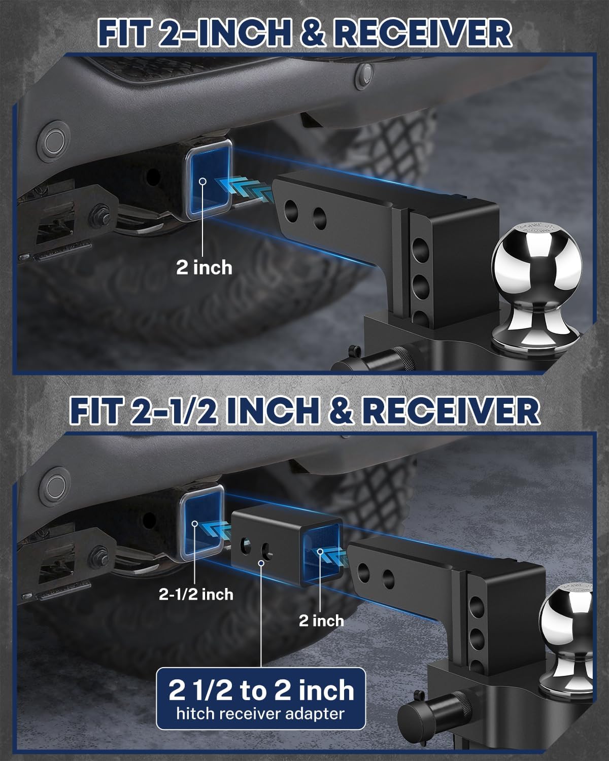Illustration of the hitch fitting a 2-inch receiver