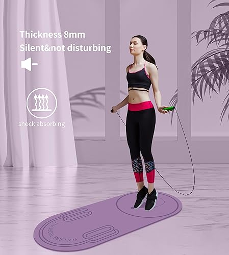 Miniatura 6 de Alfombrilla antideslizante para saltar con cuerda de absorción de impactos, para adultos y niños, para el hogar, interior, entrenamiento, ejercicio