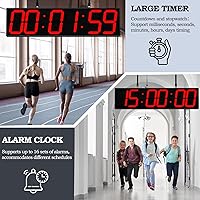 Vista 6 de Reloj digital de 28.4 pulgadas con pantalla grande, reloj colgante con pantalla digital grande de doble cara claramente visible, reloj LED