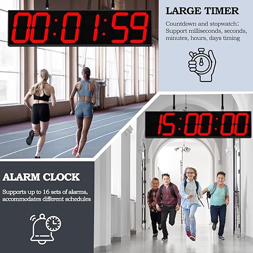 Vista 6 de Reloj digital de 28.4 pulgadas con pantalla grande, reloj colgante con pantalla digital grande de doble cara claramente visible, reloj LED