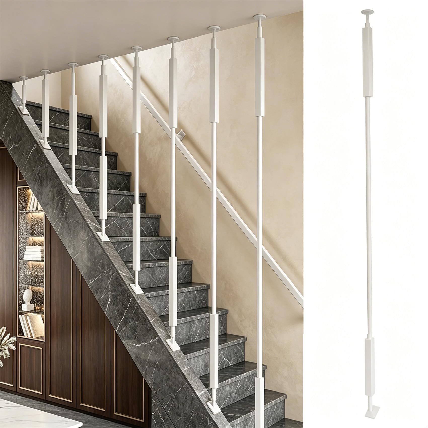 Vertical Stair Balustrade Rods Stair Railing Spindles Indoor High Interior Staircase Railing Spindles iron balusters for staircase indoor black baluster shoes for Deck Steps Balcony