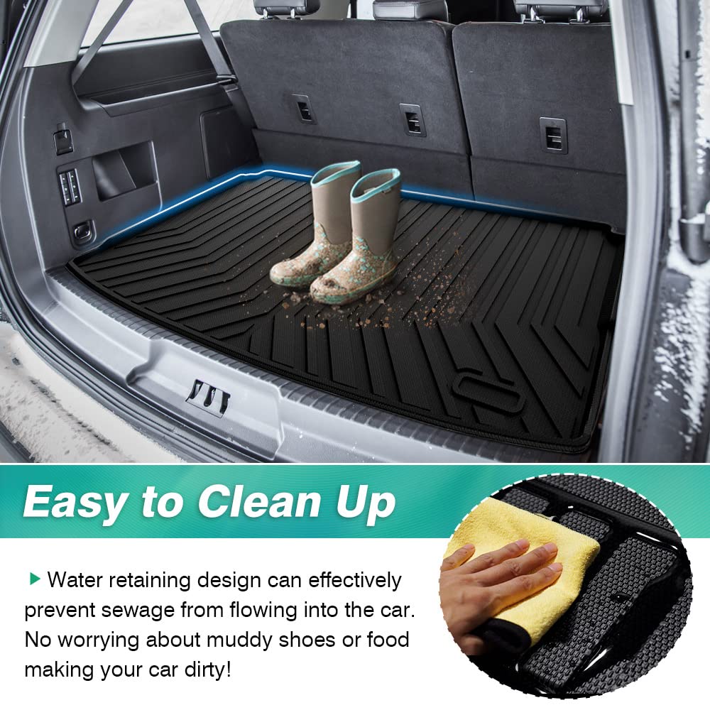 Yitamotor Floor Mats Review Semi-Custom Fit Waterproof Floor Mats & Cargo Liner For Toyota - 5-Piece Rubber Set, Black Toyota Floor Mats Highlander - Foto 4