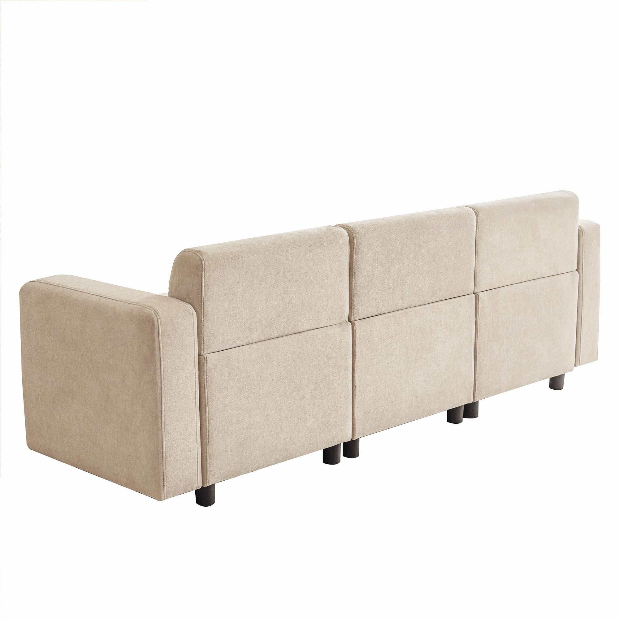 Divano a 3 posti, design moderno, con cuscino decorativo, beige