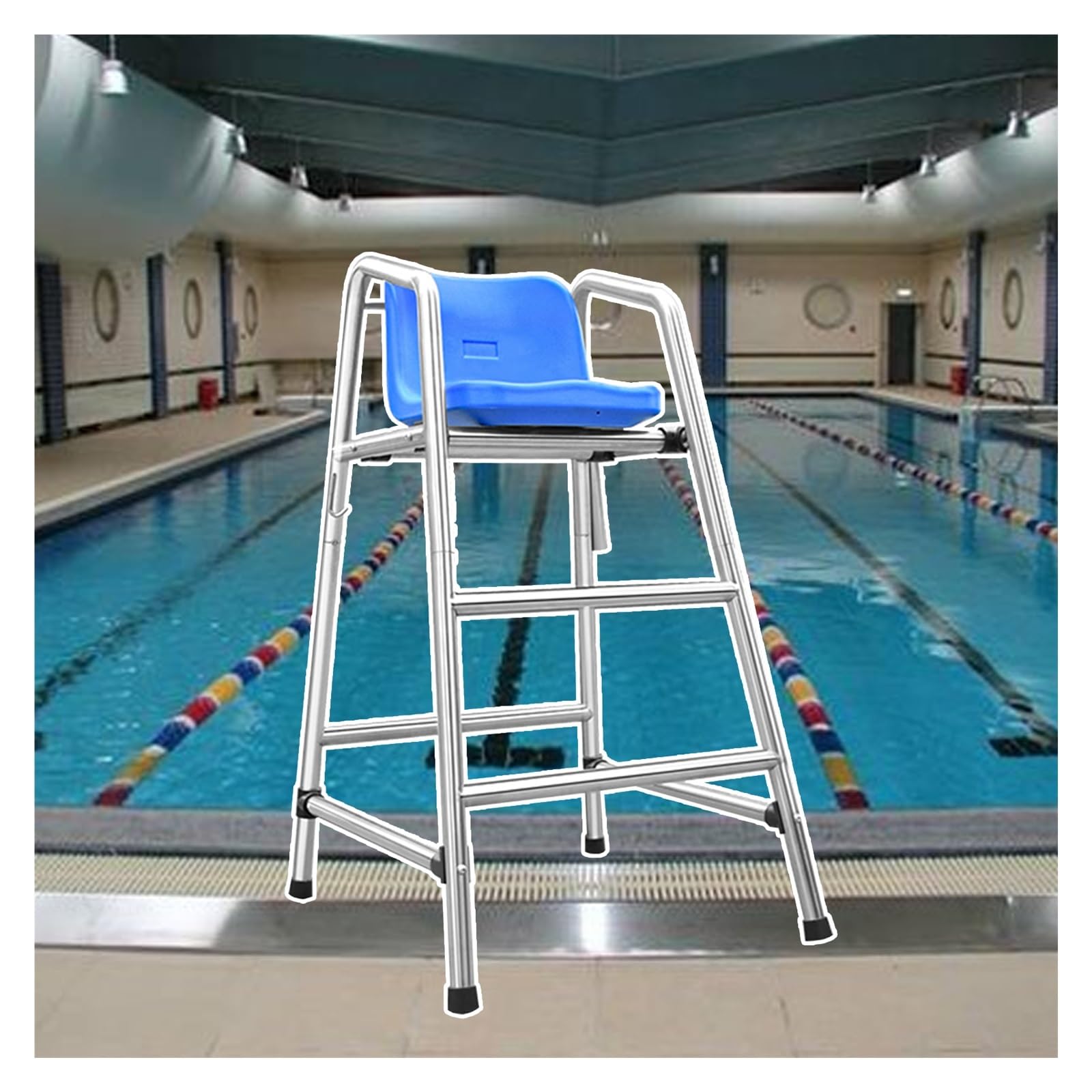 Stainless Steel Lifeguard Chair 120-180 cm for Pool &amp; Beach, Heavy-Duty Outdoor/Indoor Water Park Lifeguard Stand with Durable Ladder
