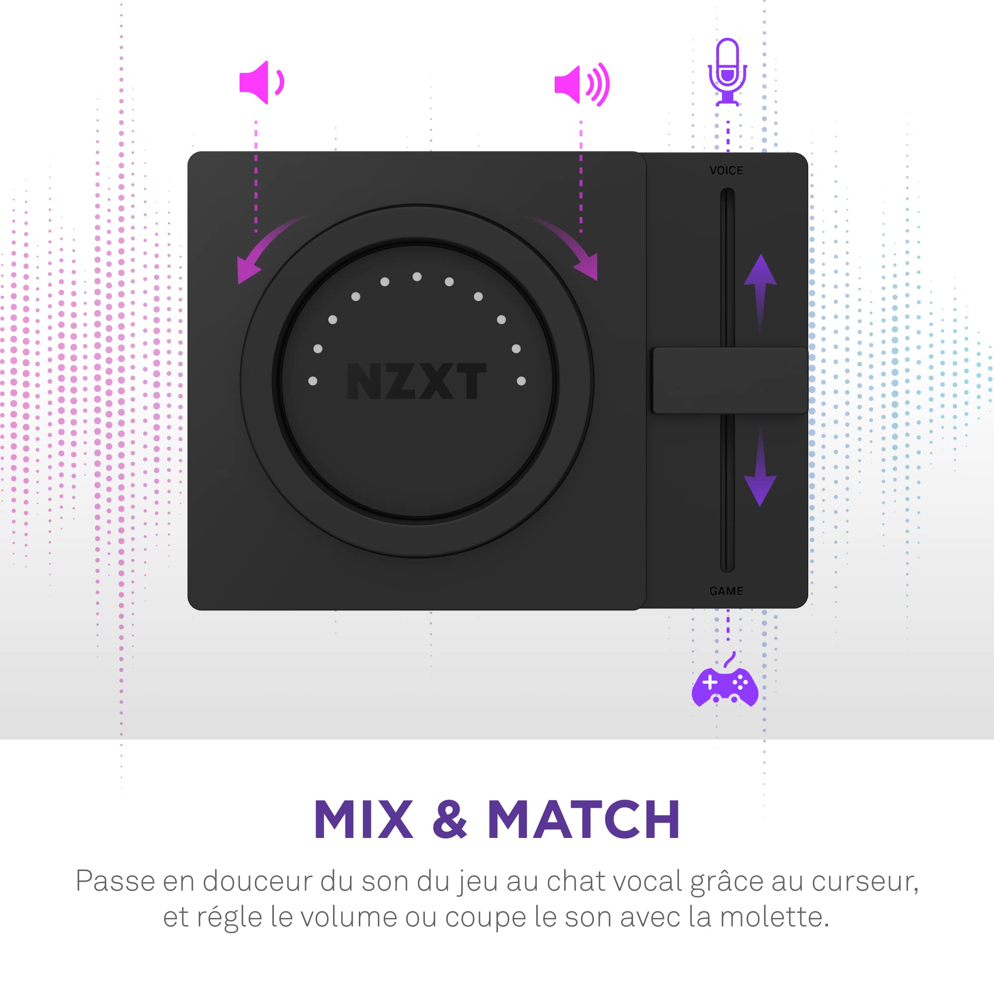 NZXT Relay SwitchMix - Support de Casque PC Gaming & mixeur Audio - AP-USMSM-B1 - Noir - Bascule Rapide du Son Entre Le Casque et Les Enceintes - Mixeur de qualité Studio - DTS 7.1
