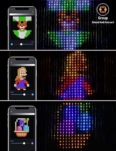 Miniatura 5 de Luces de cortina con patrón personalizado 400 luces LED para ventana tira de luces temáticas de festivales animaciones control de aplicación