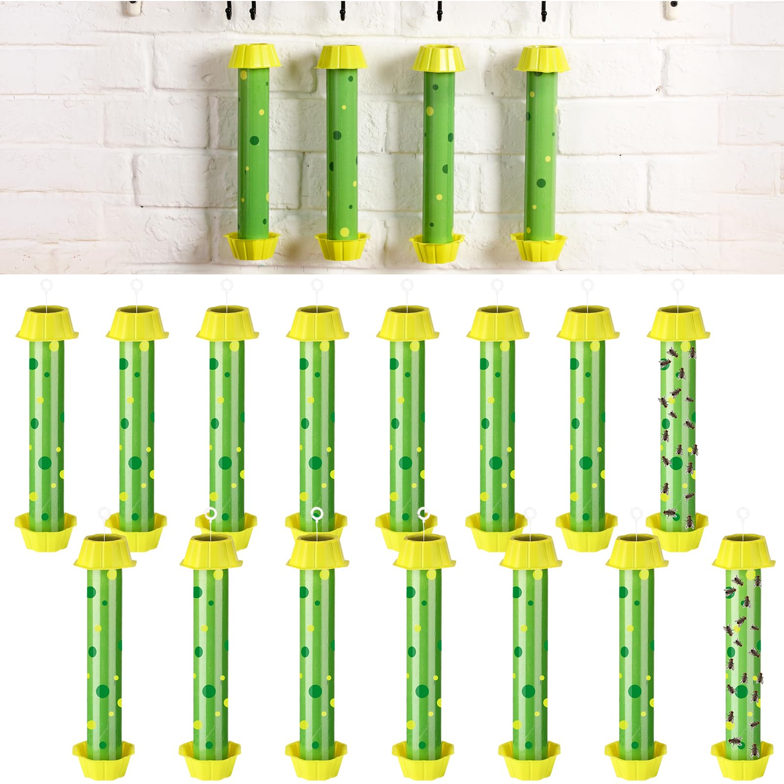 Qualirey 15 piezas de trampas adhesivas para moscas con gancho para colgar, para interiores y exteriores, trampas para moscas domésticas e insectos voladores, polilla de abeja, mosquitos (estilo