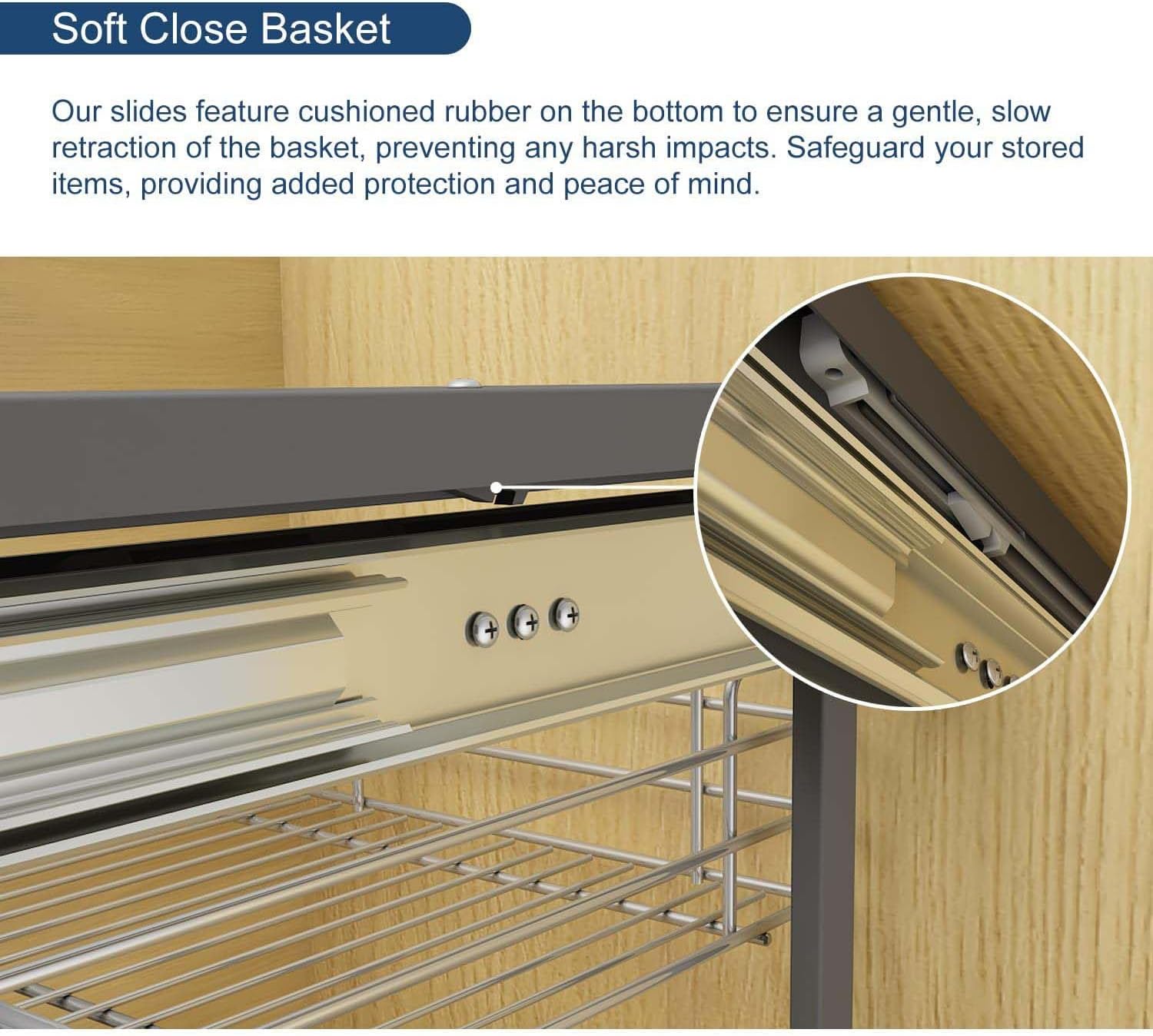 Corner Kitchen Pull-Out Baskets – 4 Metal Drawers, Bottom Mount Slide-Out Organizer for Left or Right Open Cabinets, Fits 31"/35" Units(900mm(35in))
