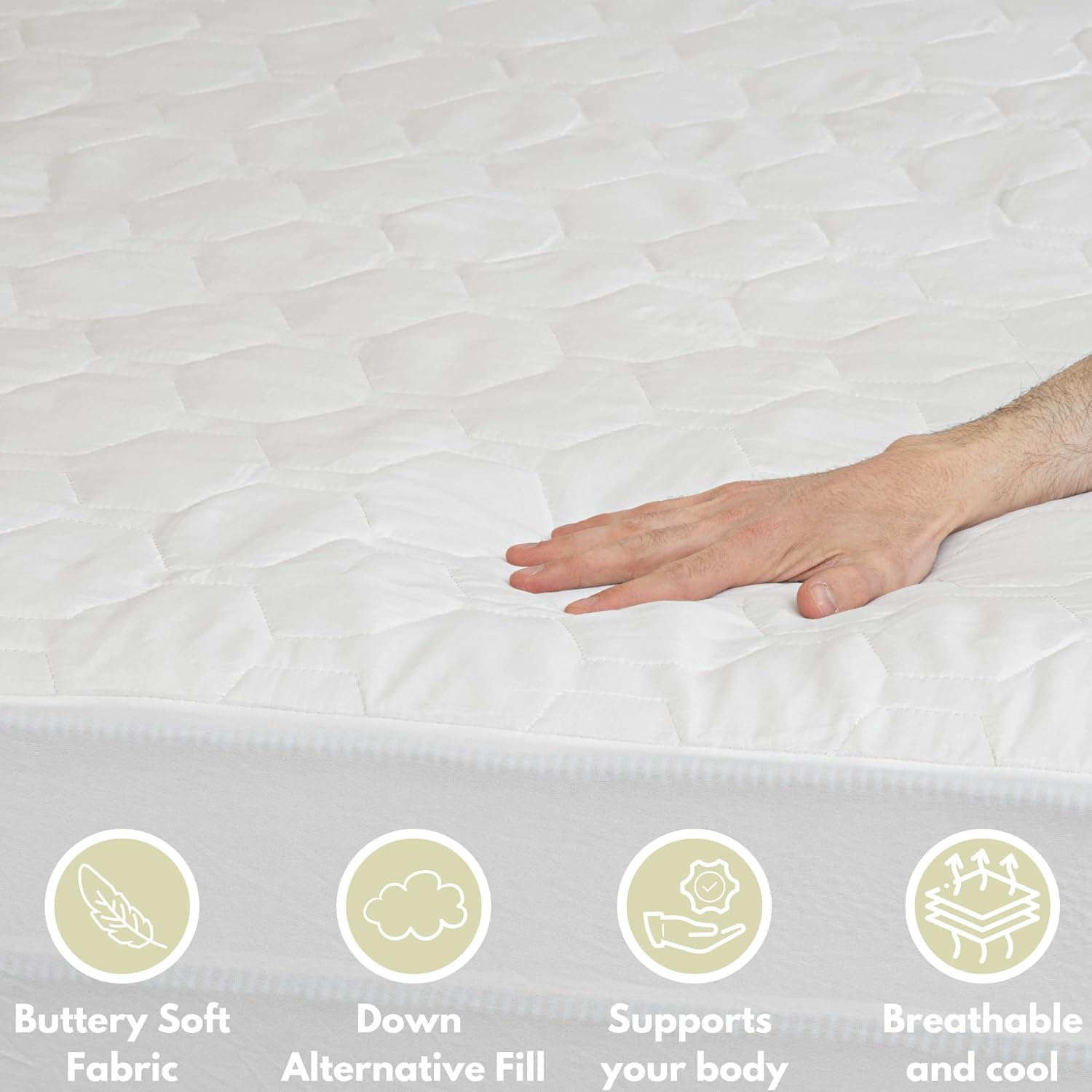 The Grand Full XL Mattress Pad - Fitted Deep Pockets Bed Protection Cover, Quilted Breathable Fabric - Protects Mattresses from Dirt, Dust & Dander (Full Extra Long - 54x80x16)