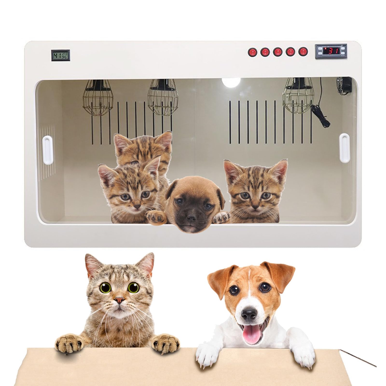 Incubatrice per cuccioli e gatti, cuccia riscaldante per animali domestici, ideale per allevatori di grandi dimensioni, 60 × 50 × 50 cm