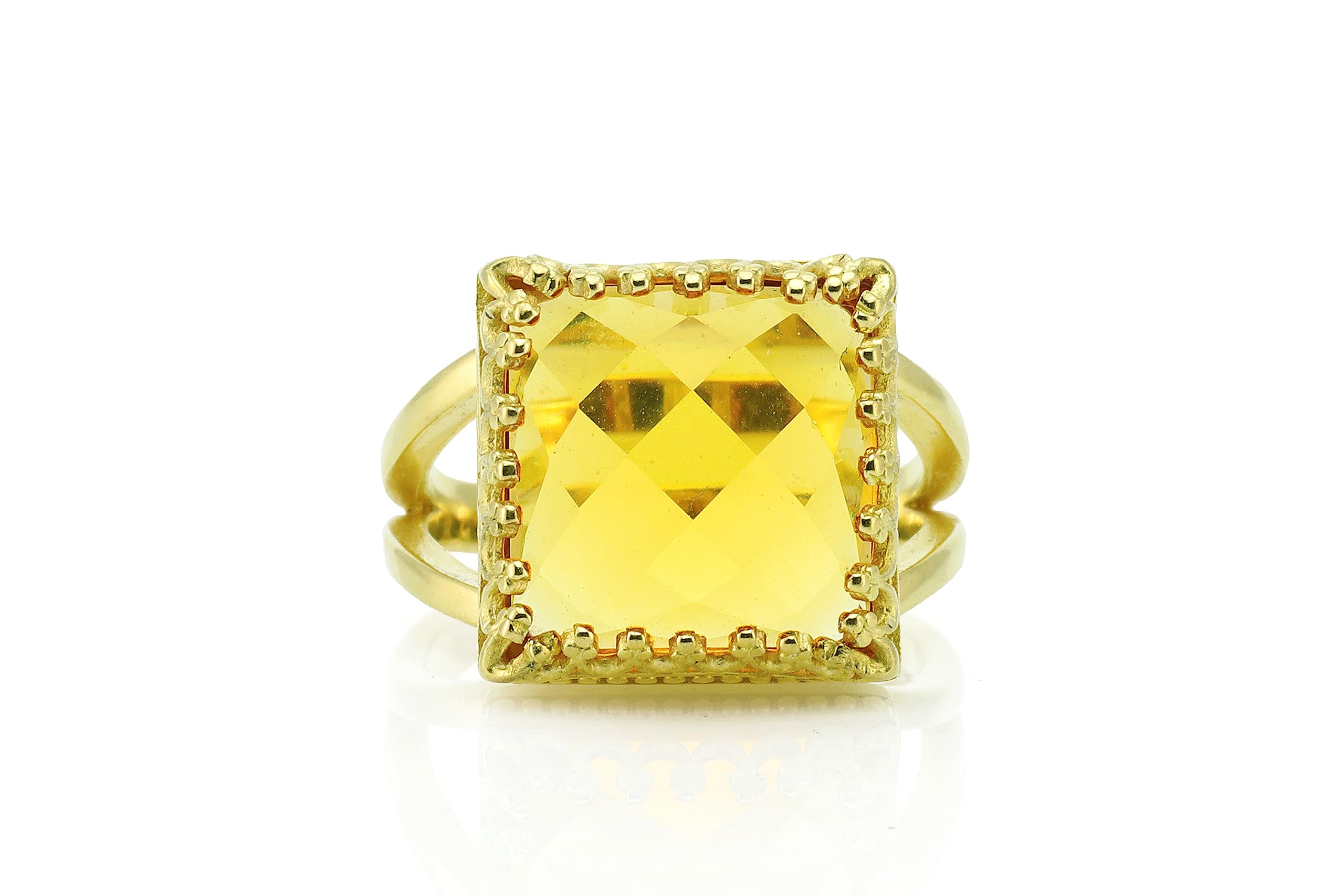 Anillo de Oro Citrino 14k - Joya de Piedra de Nacimiento Noviembre