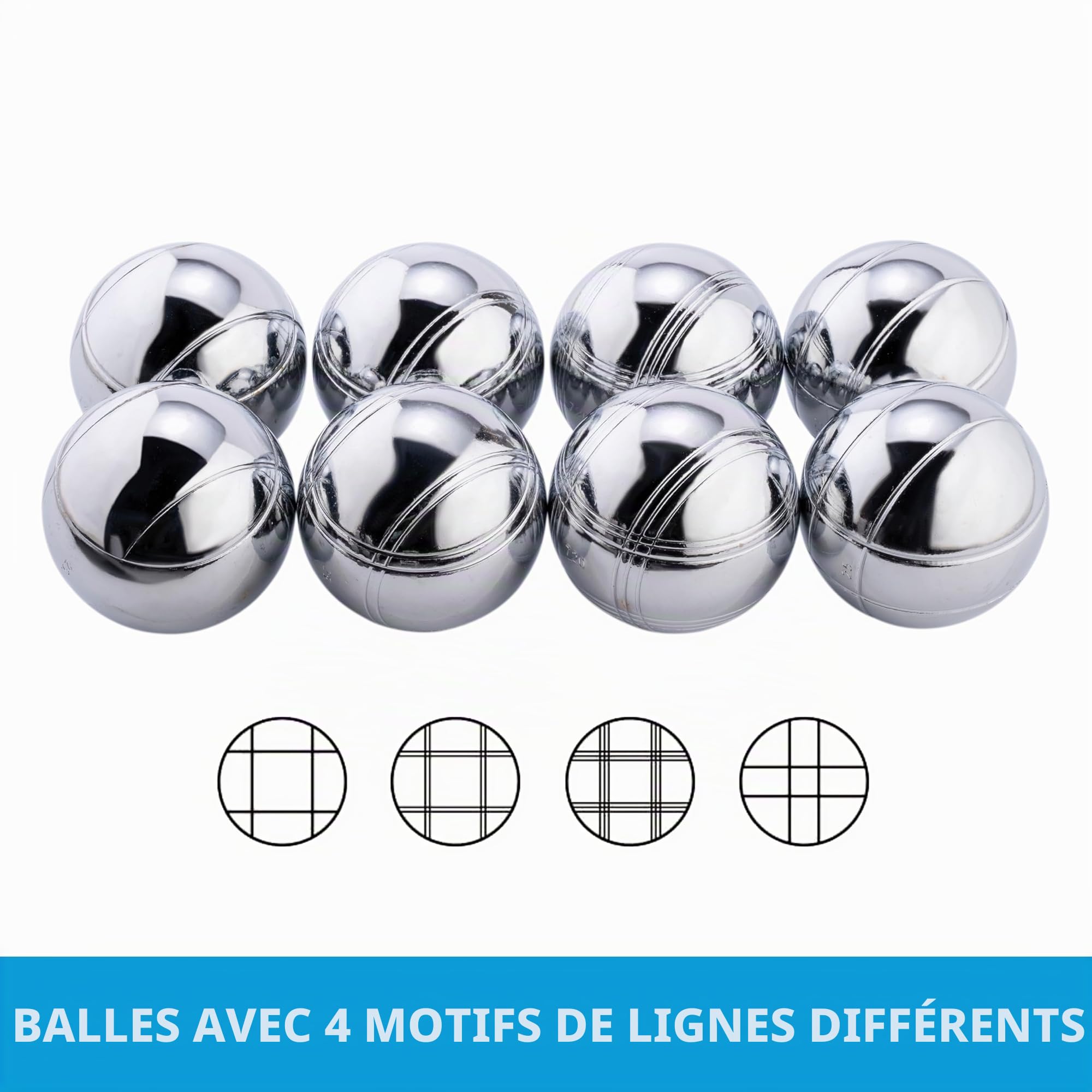 Engelhart Boules de Pétanque 8 Boules Sacoche Accessoires de Petanque - Boule Métal 74 mm 720 g - 2 Cochonnets Bois, Distance Mètre et Ramasse Boule Magnétique 2 à 4 Joueurs - Adulte Loisir 010203 | Jeu complet 8 boules pour 2 à 4 joueurs avec sacoche, co